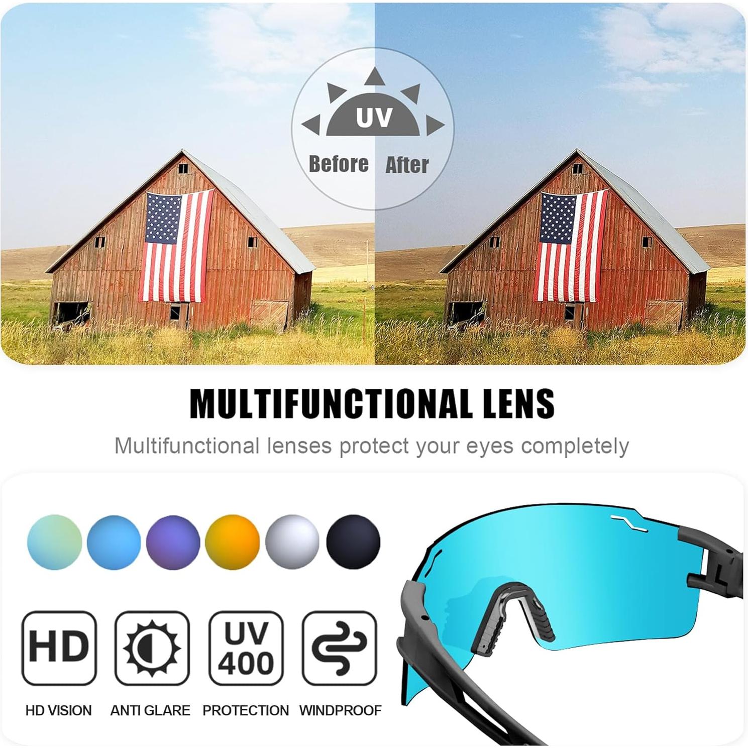 Gafas de sol deportivas PITFEROCE UV400 polarizadas