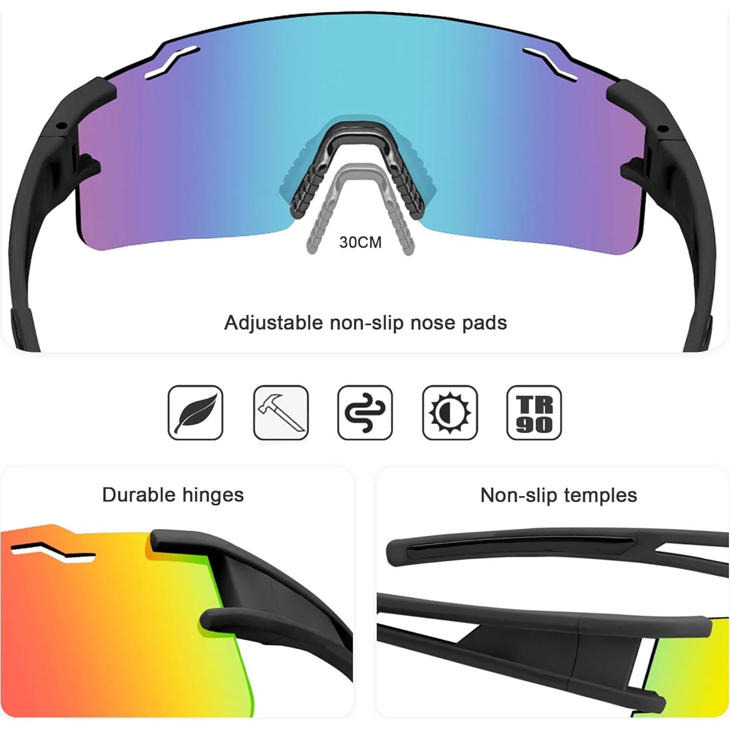 Gafas de sol deportivas PITFEROCE UV400 para ciclismo y running