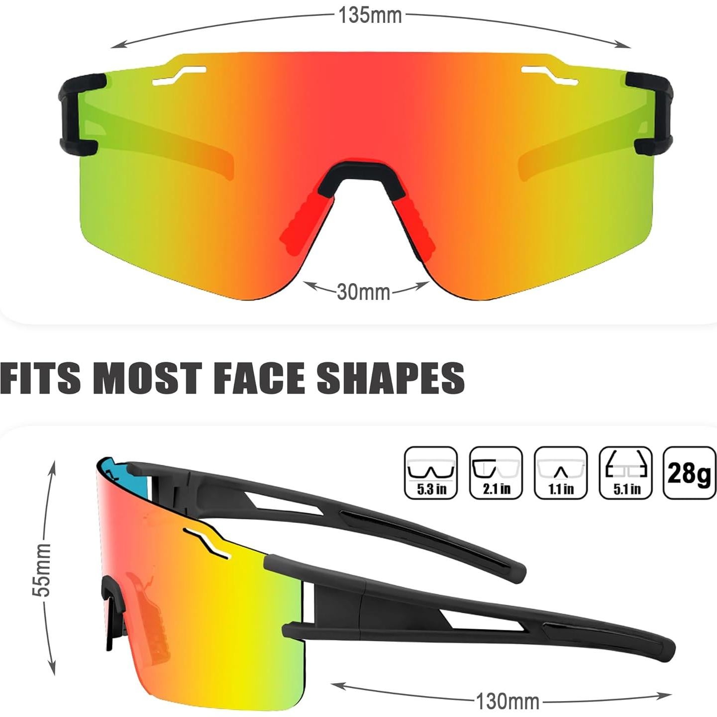 Gafas de sol deportivas PITFEROCE UV400 para ciclismo y running