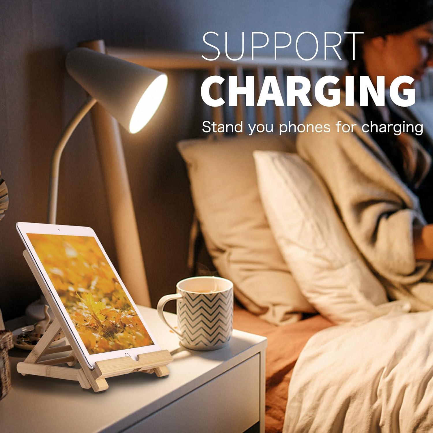 Soporte de Tableta de Bambú Healfyya Ajustable Plegable