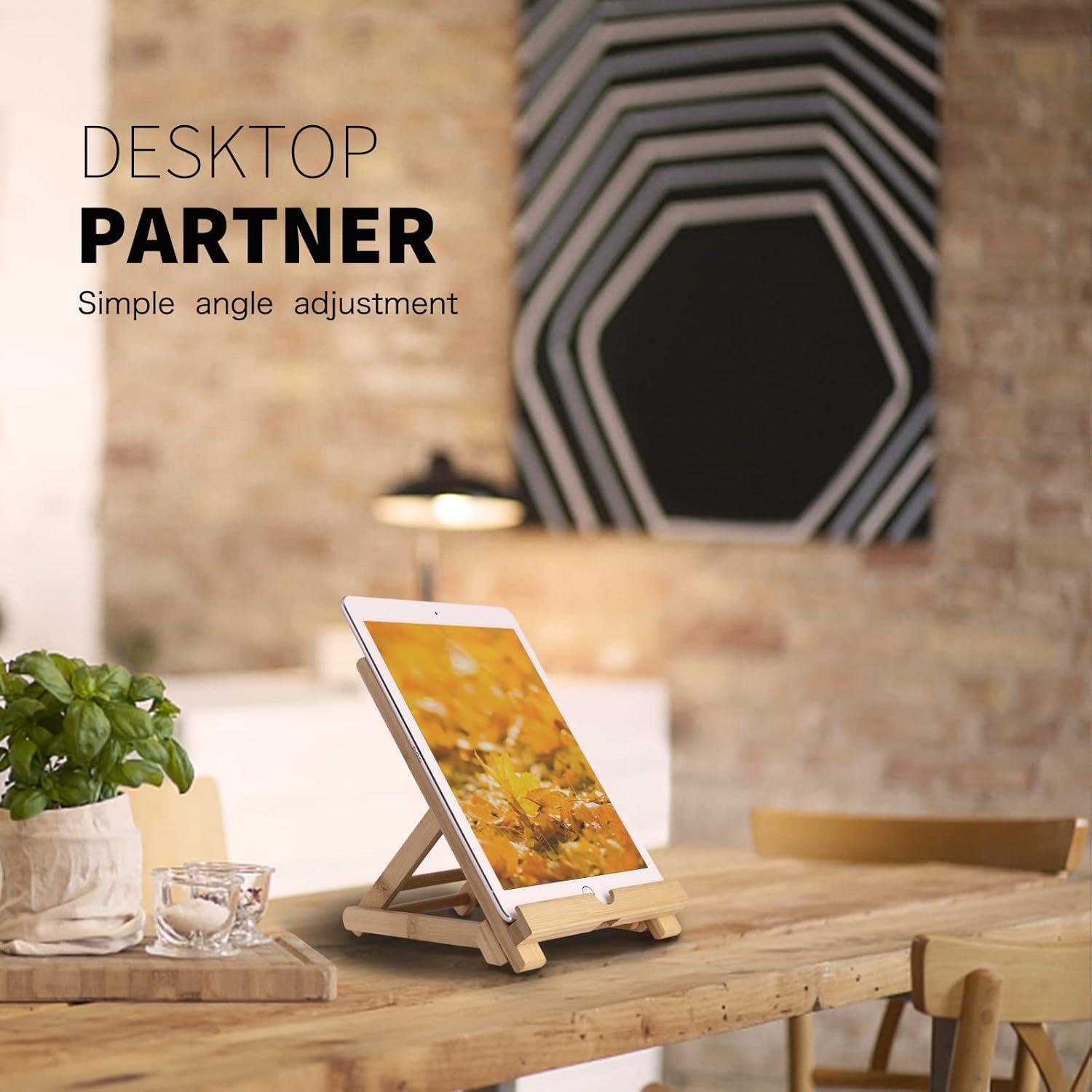 Soporte de Tableta de Bambú Healfyya Ajustable Plegable