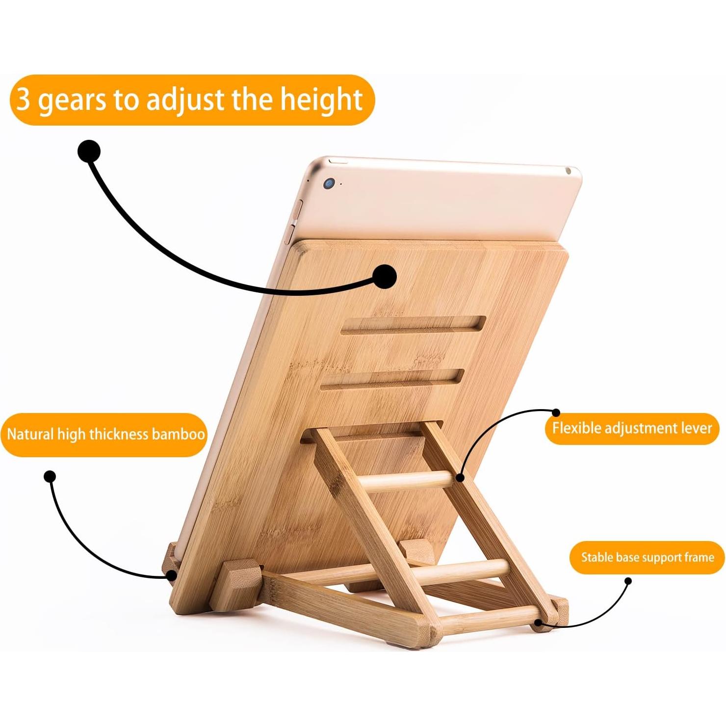 Soporte de Tableta de Bambú Healfyya Ajustable Plegable