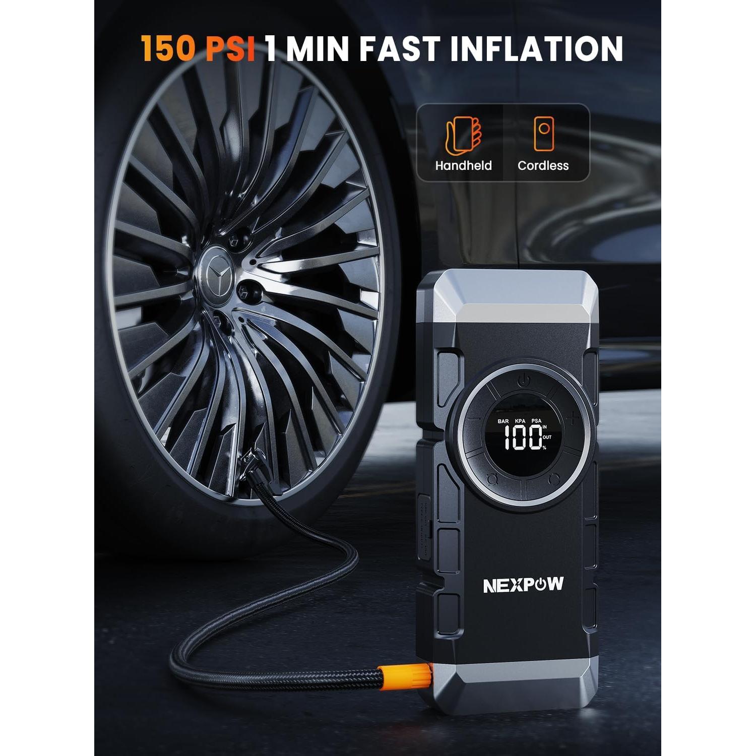 NEXPOW Arrancador de Batería 3000A con Compresor 150PSI