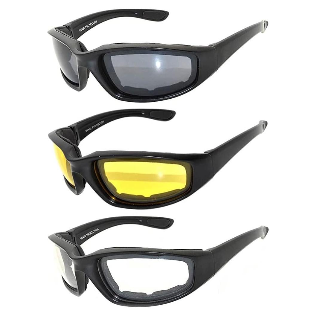 Juego de 3 gafas de sol para motocicleta UV400 - Unisex