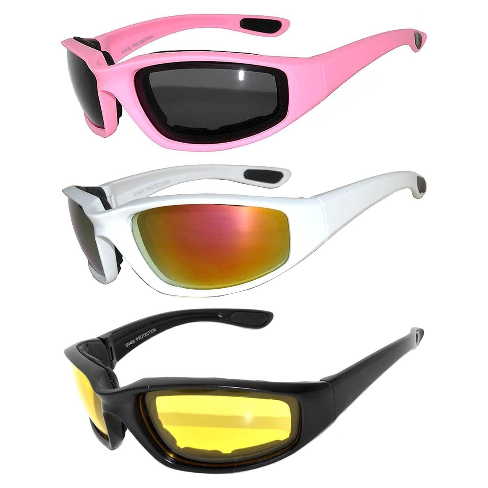 Juego de 3 gafas de sol para motocicleta UV400 unisex