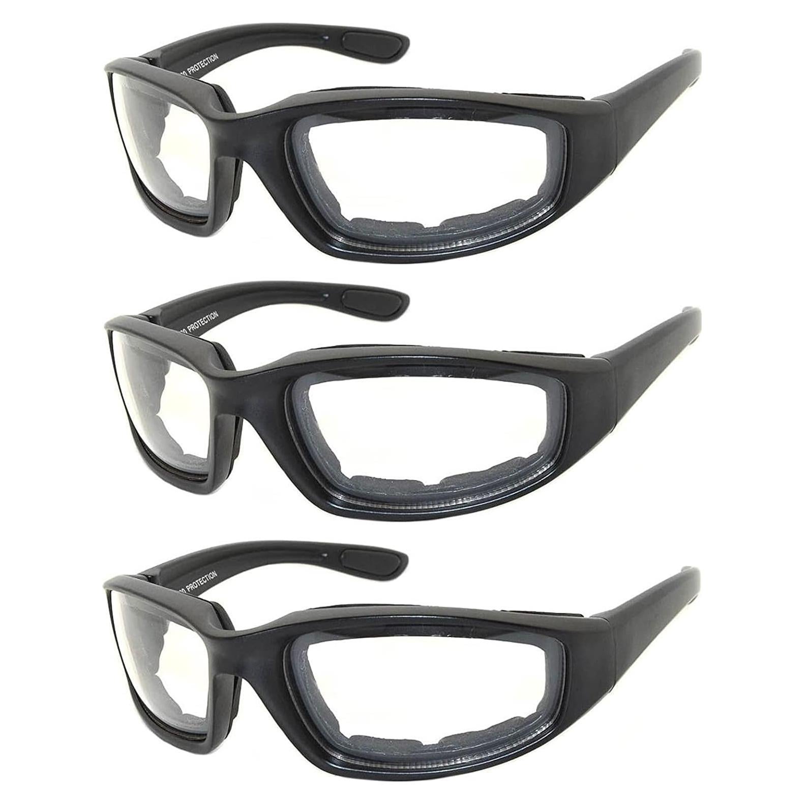 Juego de 3 gafas de sol para motocicleta UV400 con almohadilla