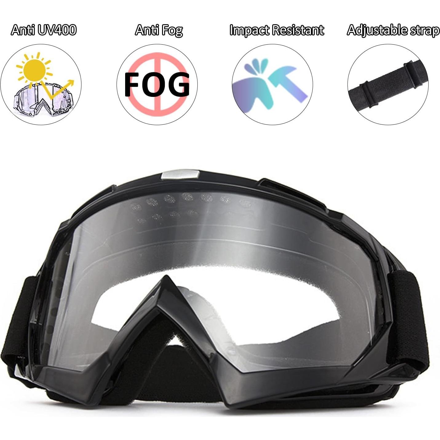 Gafas de motocross YOHOG con lente antivaho y marco negro