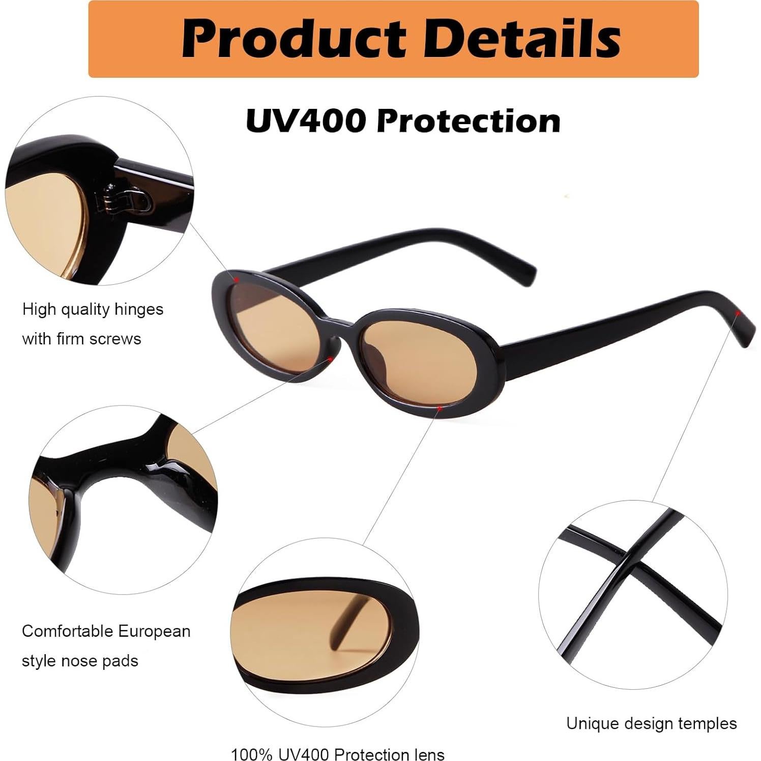 Gafas de sol ovaladas retro para mujeres y hombres - Piscm