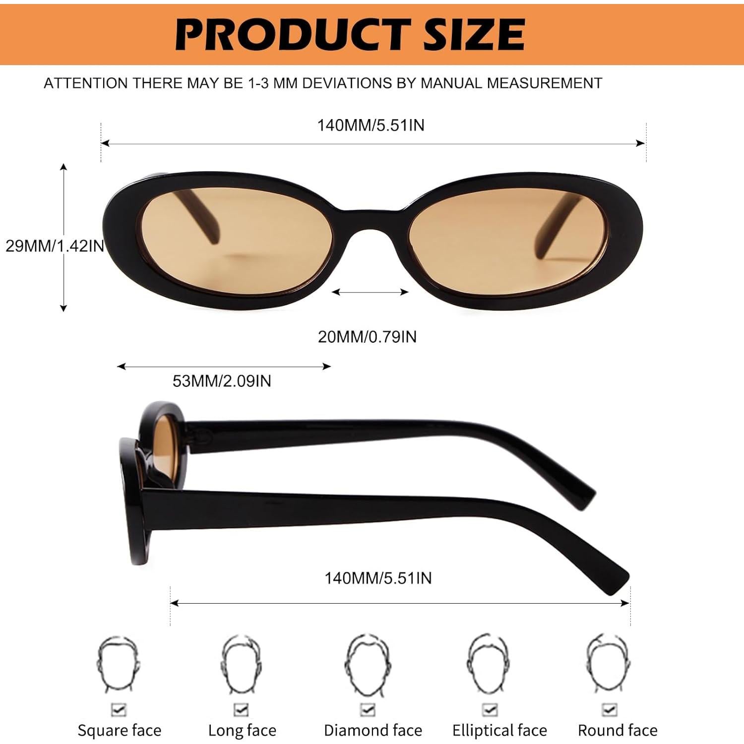 Gafas de sol ovaladas retro para mujeres y hombres - Piscm