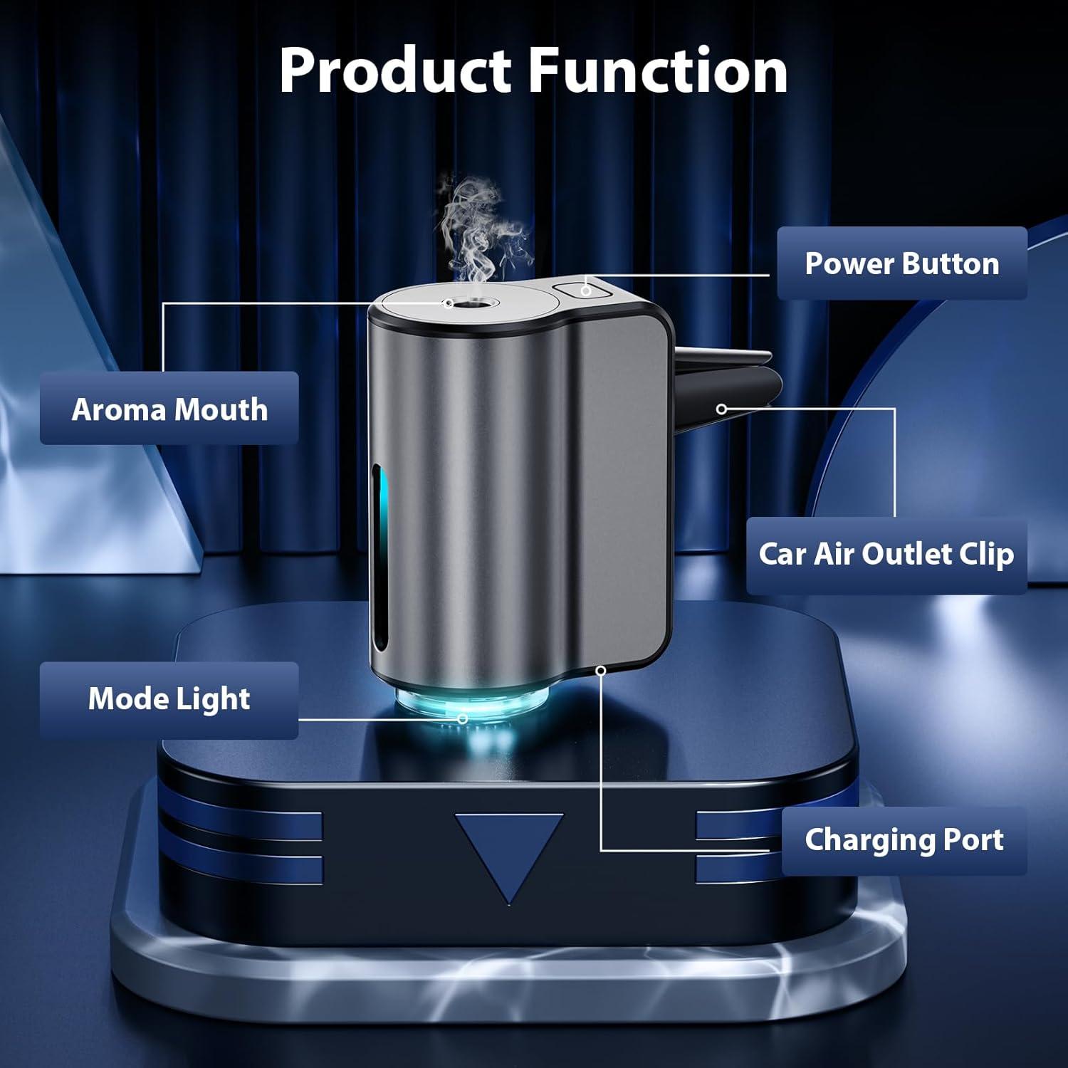 Difusor de Aromas para Carro Dvqag Negro con 8 Aceites