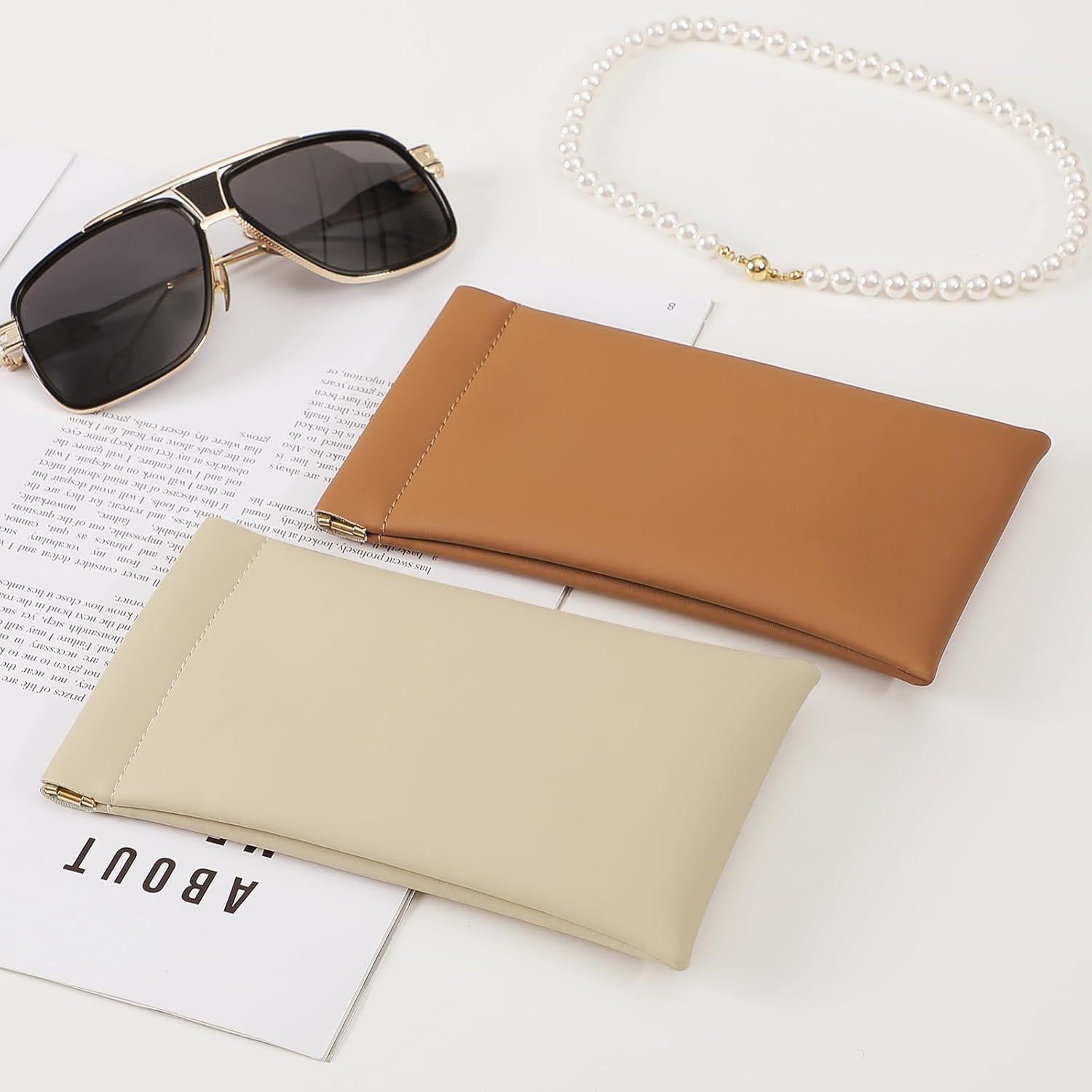 Estuche para Gafas MEIBOOCH Beige Grande con Tapa Compresiva