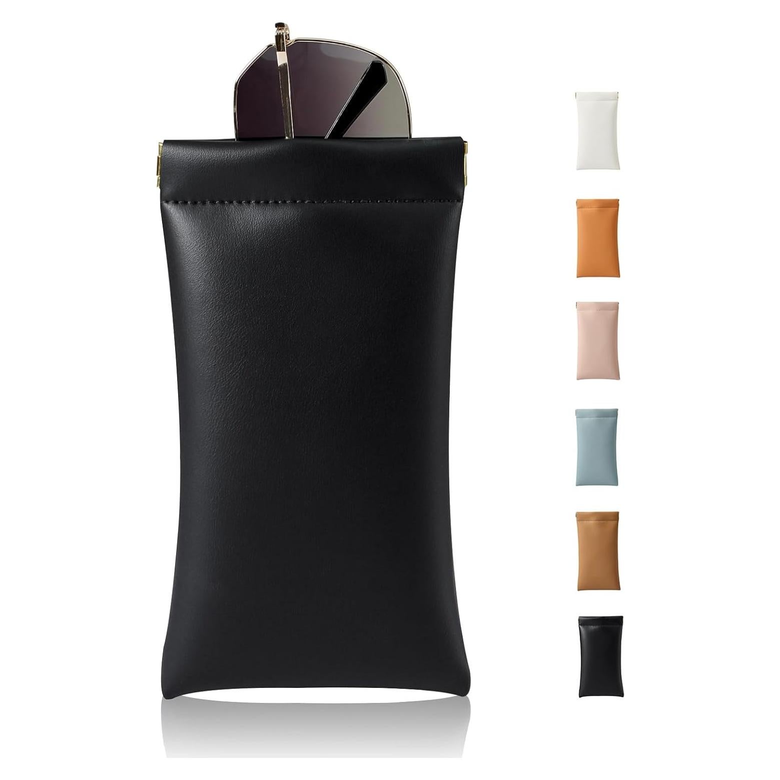 Estuche para Gafas MEIBOOCH de Cuero Suave Grande Negro