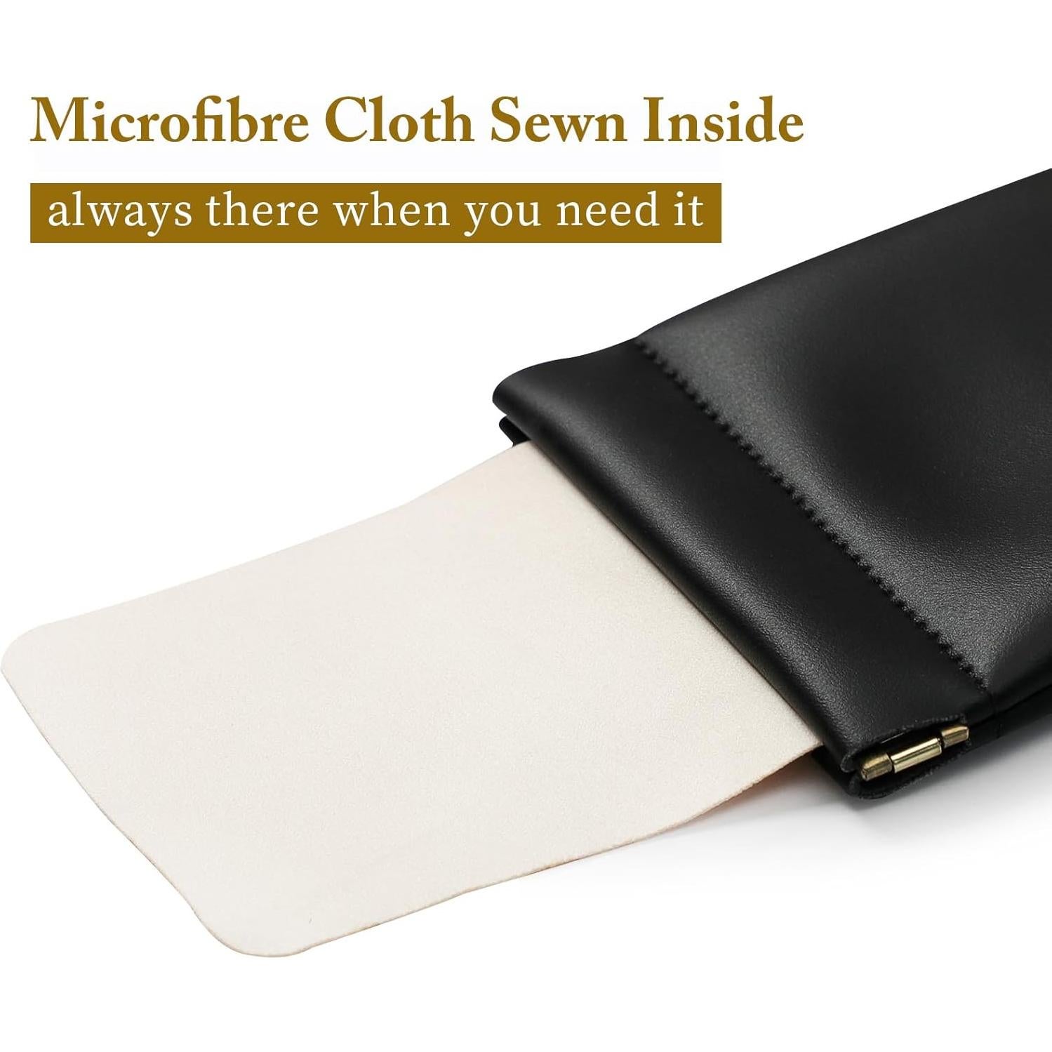 Estuche para Gafas MEIBOOCH de Cuero Suave Grande Negro