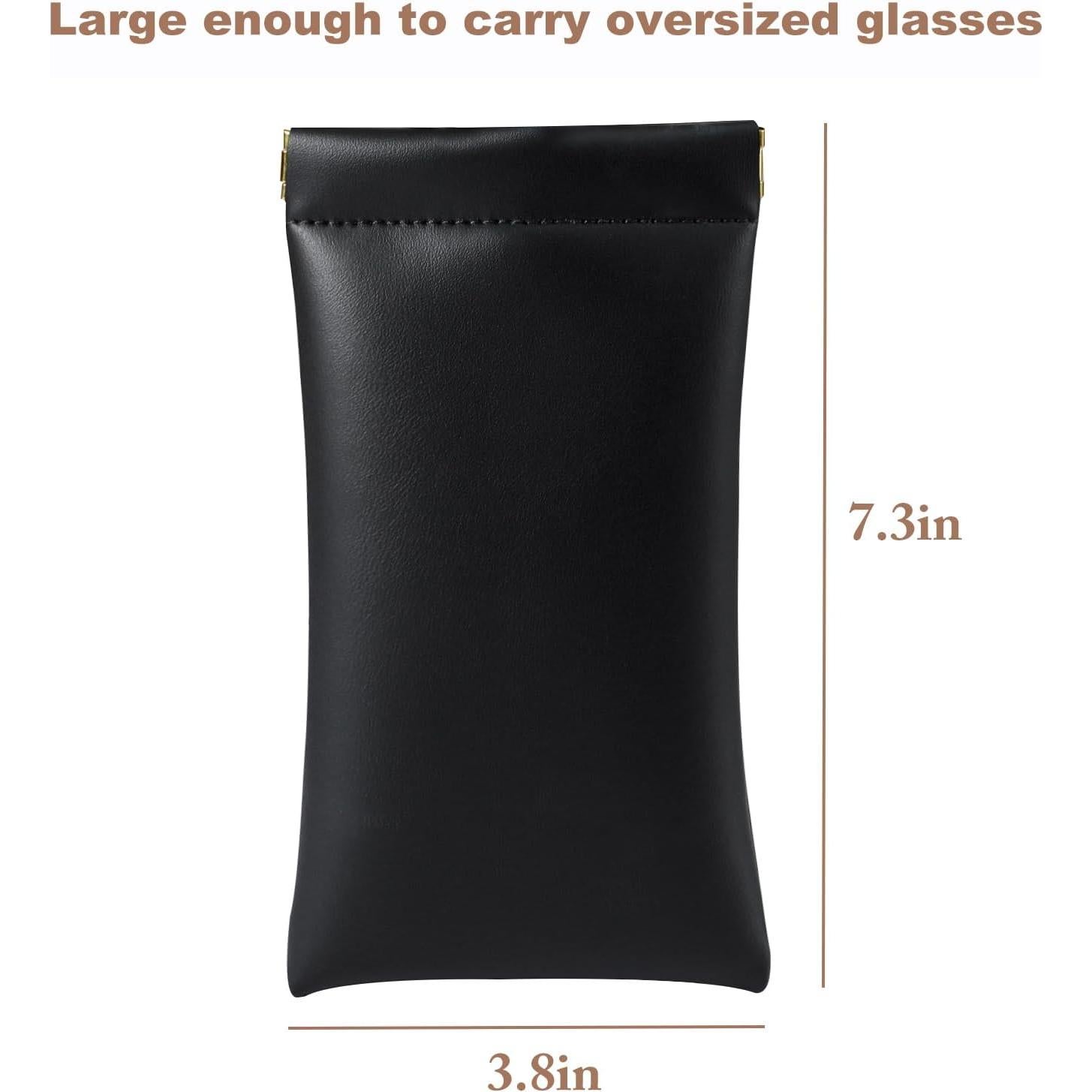 Estuche para Gafas MEIBOOCH de Cuero Suave Grande Negro