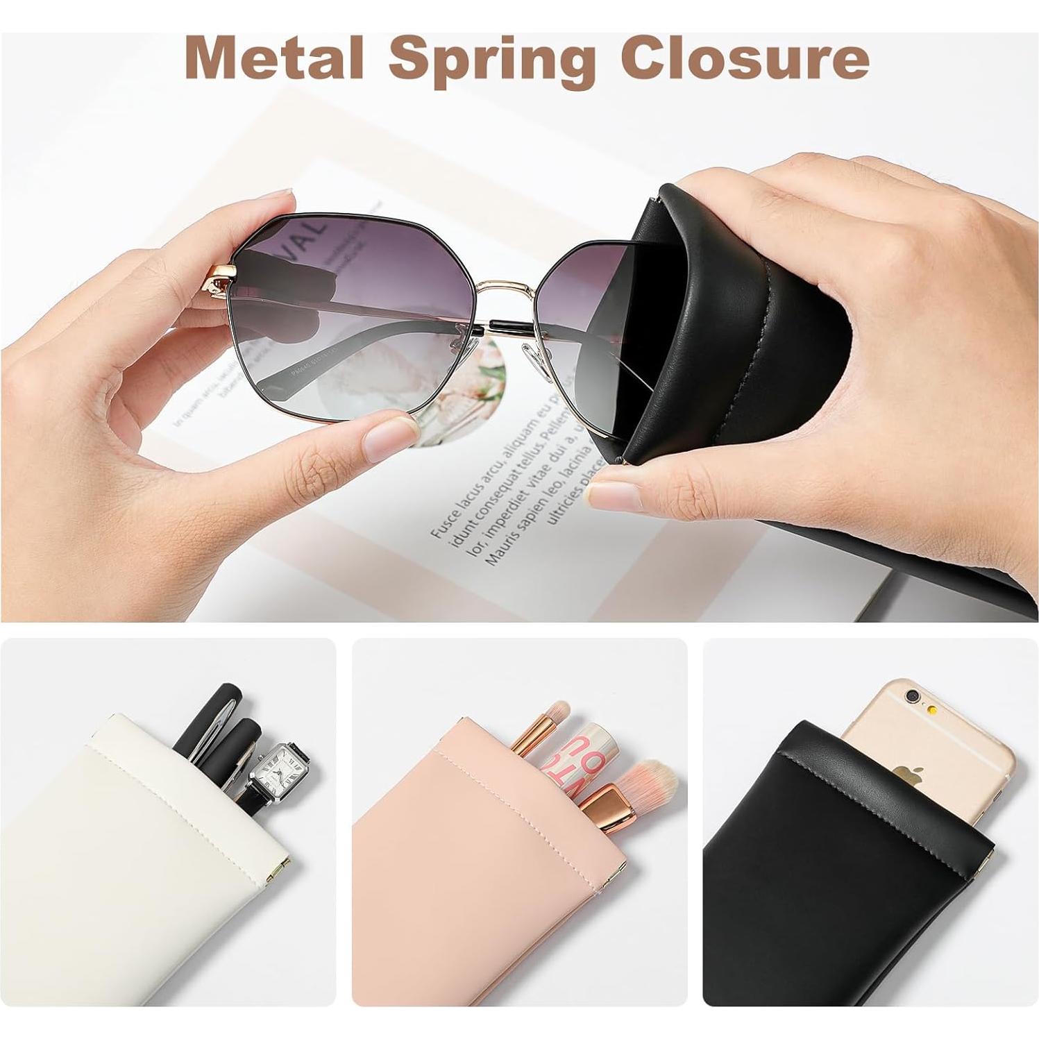 Estuche para Gafas MEIBOOCH de Cuero Suave Grande Negro