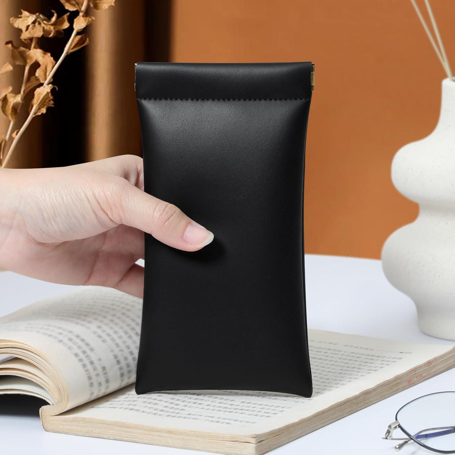 Estuche para Gafas MEIBOOCH de Cuero Suave Grande Negro