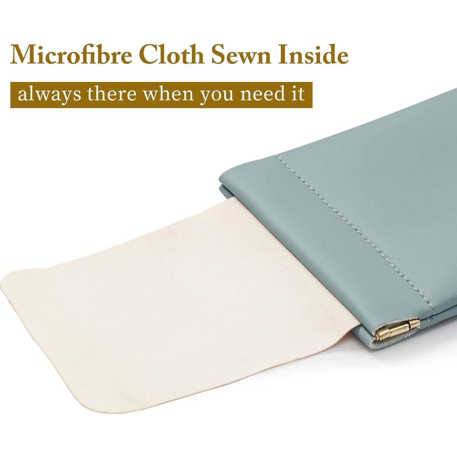 Estuche para Gafas MEIBOOCH de Cuero Suave Azul-Rosa