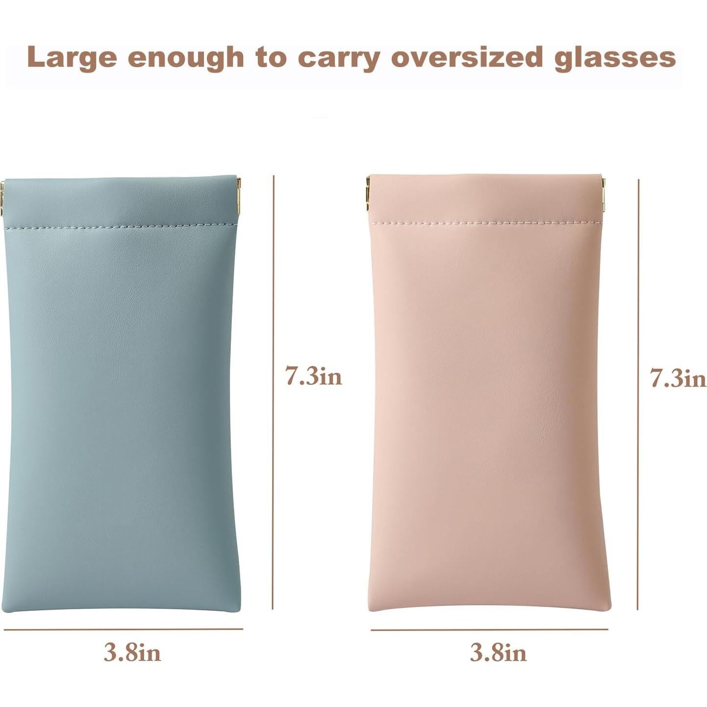 Estuche para Gafas MEIBOOCH de Cuero Suave Azul-Rosa