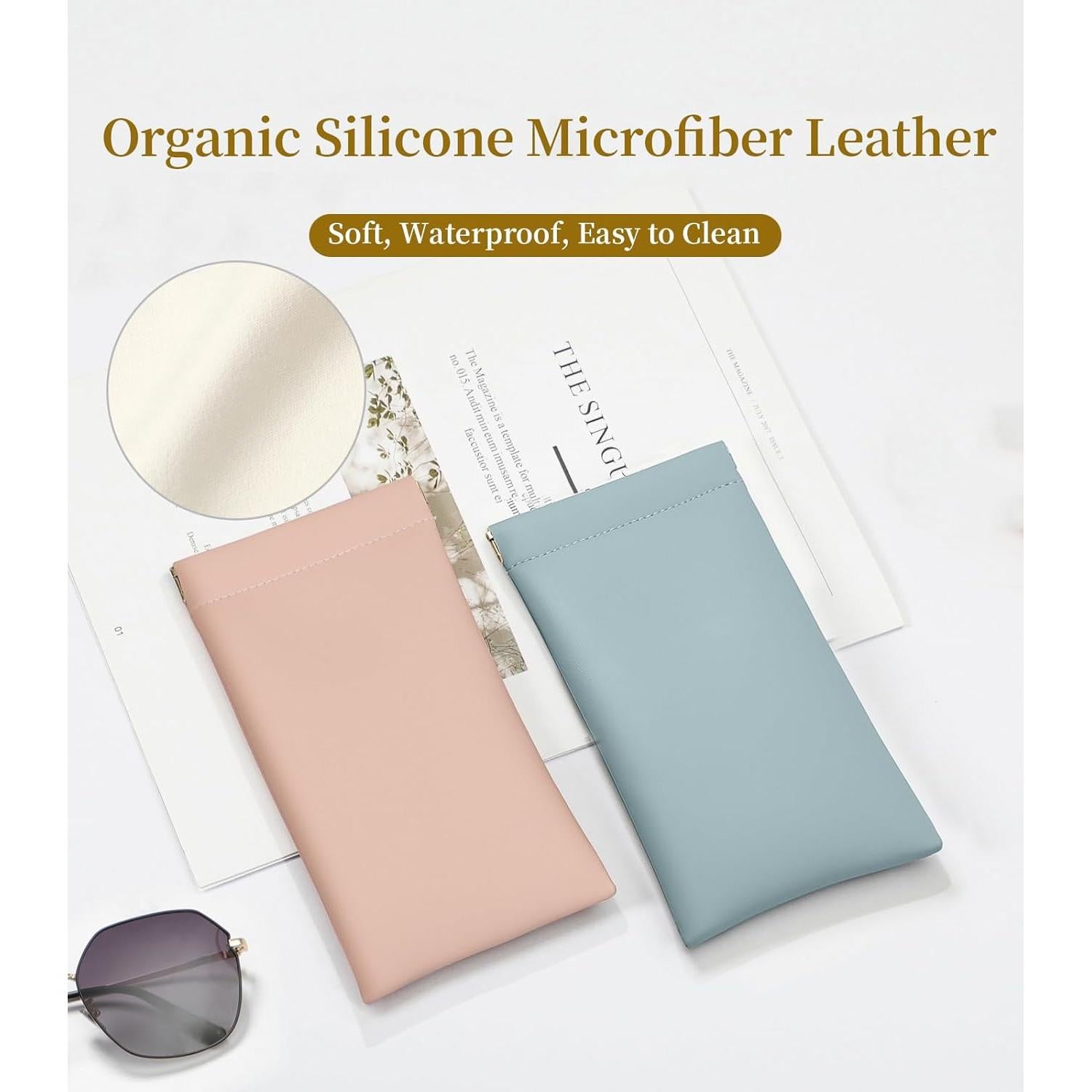 Estuche para Gafas MEIBOOCH de Cuero Suave Azul-Rosa