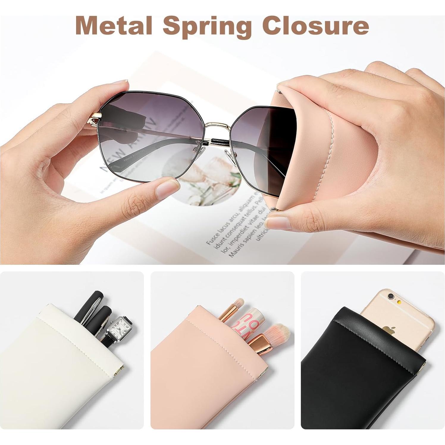 Estuche para Gafas MEIBOOCH Rosa Grande con Tapa Compresión