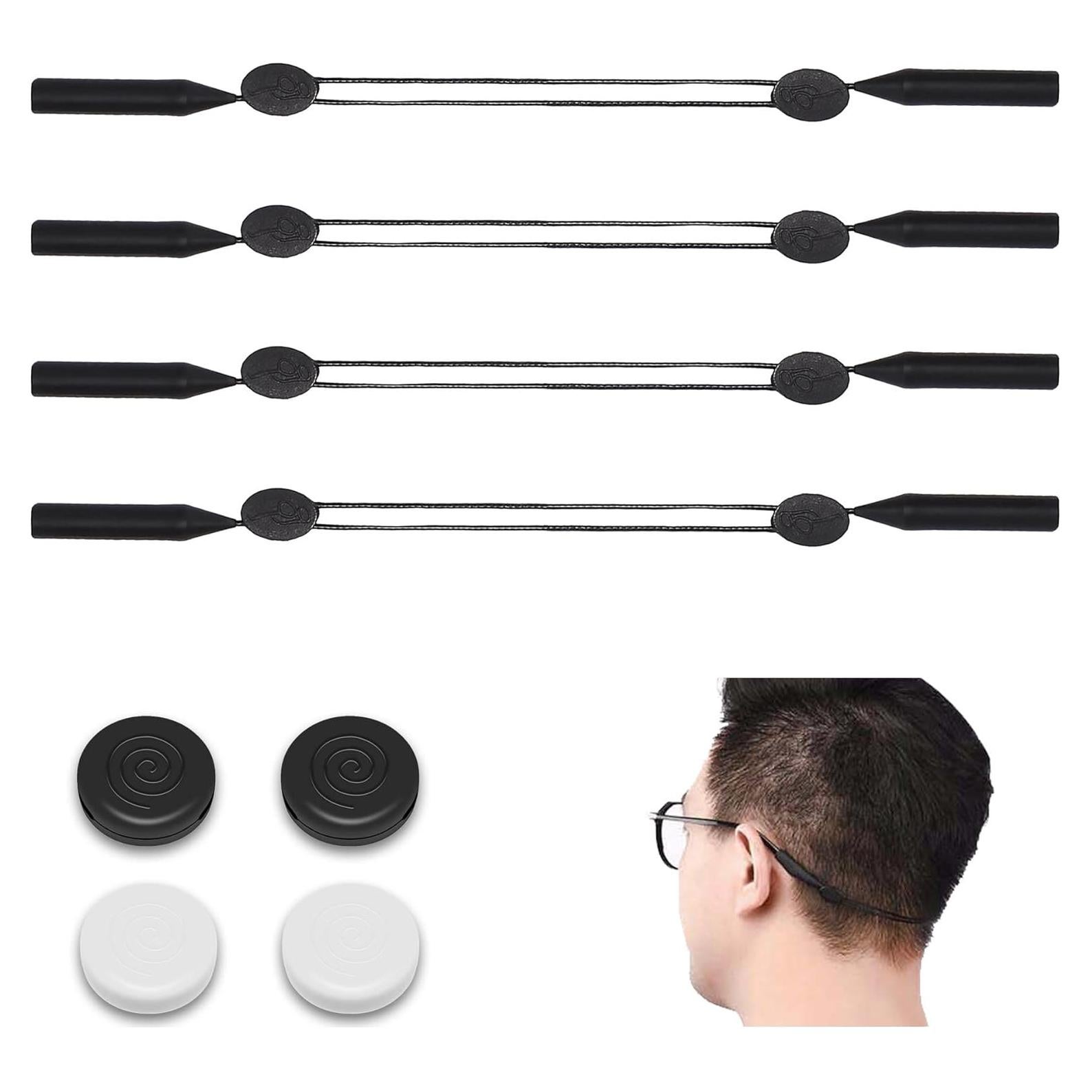 Correas de Gafas Silicona 4 Piezas Ajustables Antideslizantes