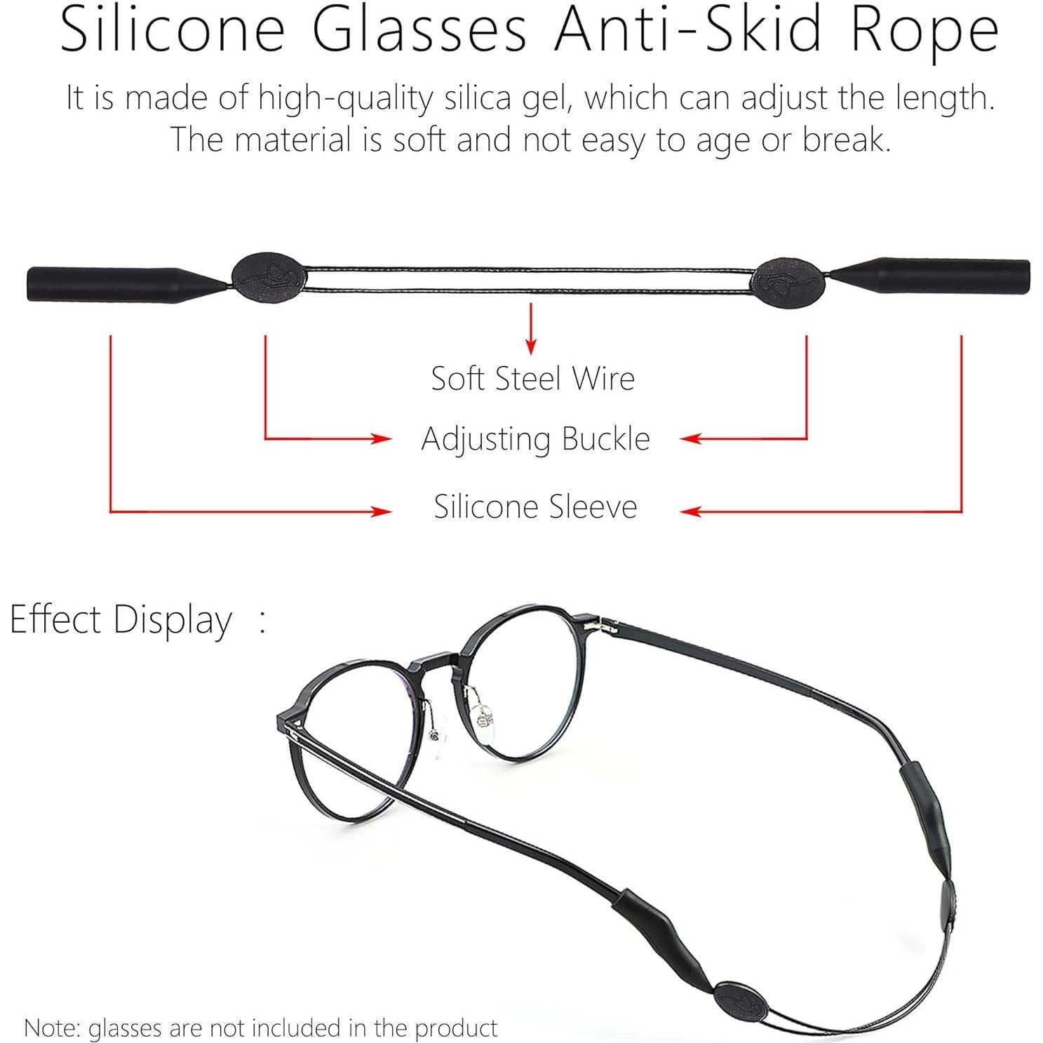 Correas de Gafas Silicona 4 Piezas Ajustables Antideslizantes