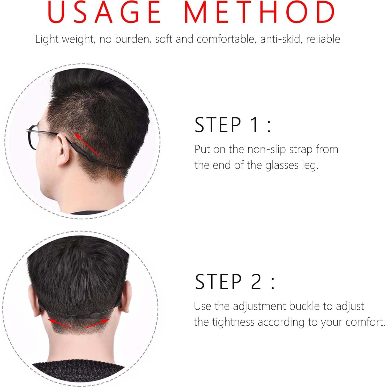 Correas de Gafas Silicona 4 Piezas Ajustables Antideslizantes