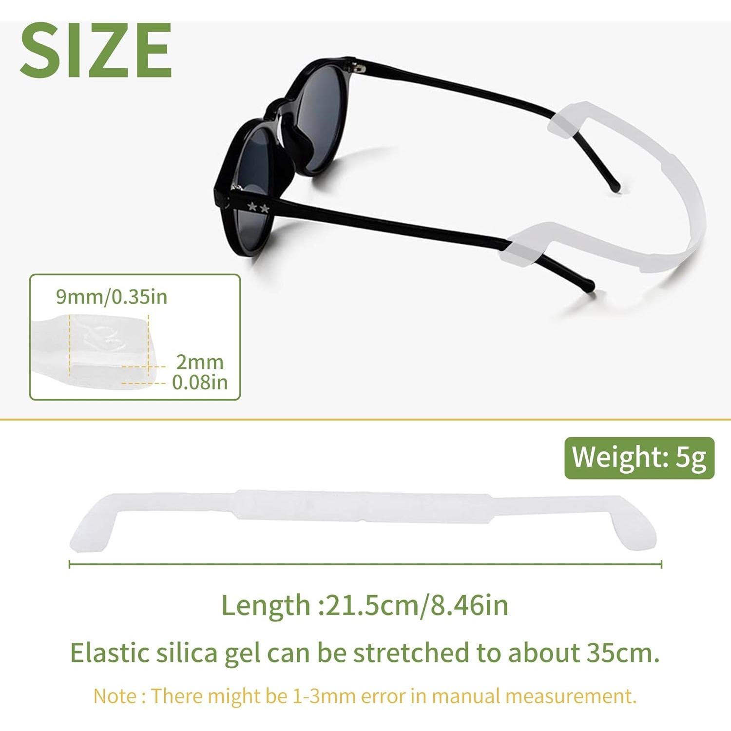 Correas de Gafas de Silicona - 3 Paquetes Ajustables