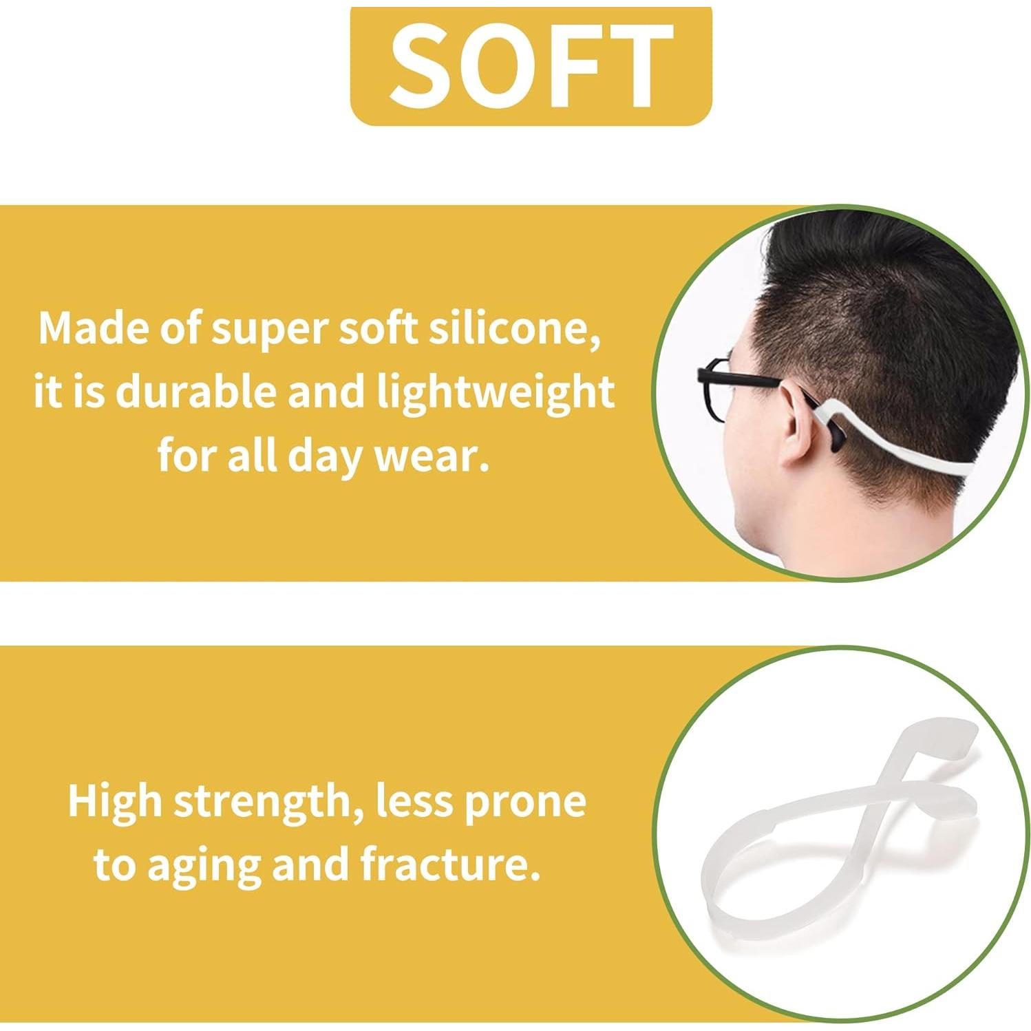 Correas de Gafas de Silicona - 3 Paquetes Ajustables