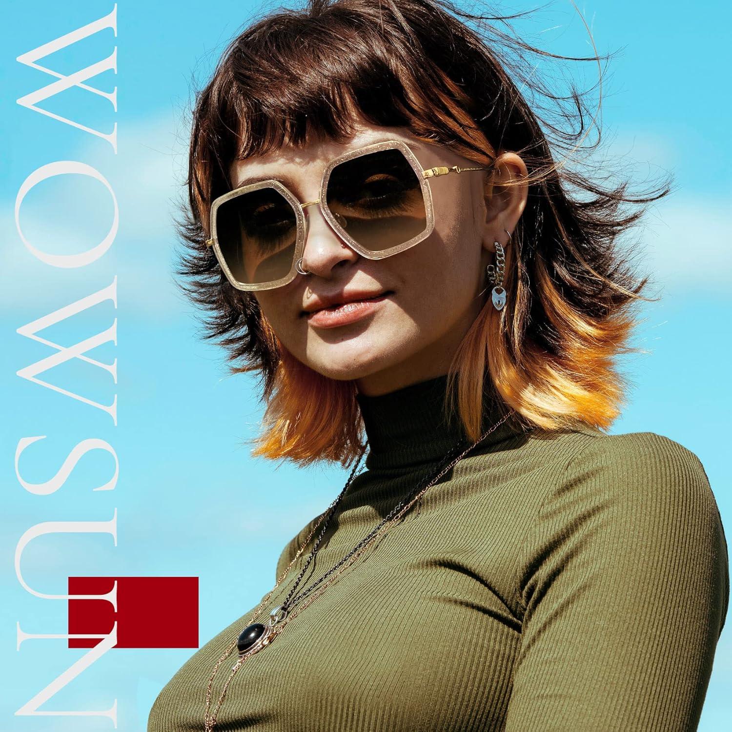 Gafas de sol WOWSUN para mujeres, marco grande UV400