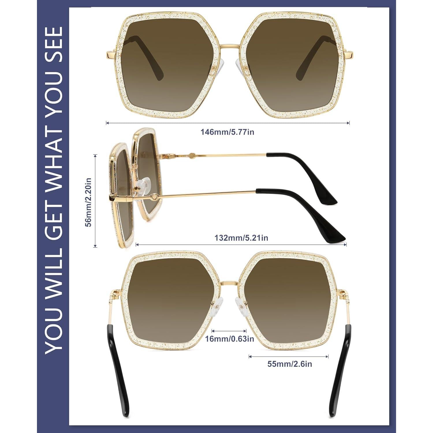 Gafas de sol WOWSUN para mujeres, marco grande UV400