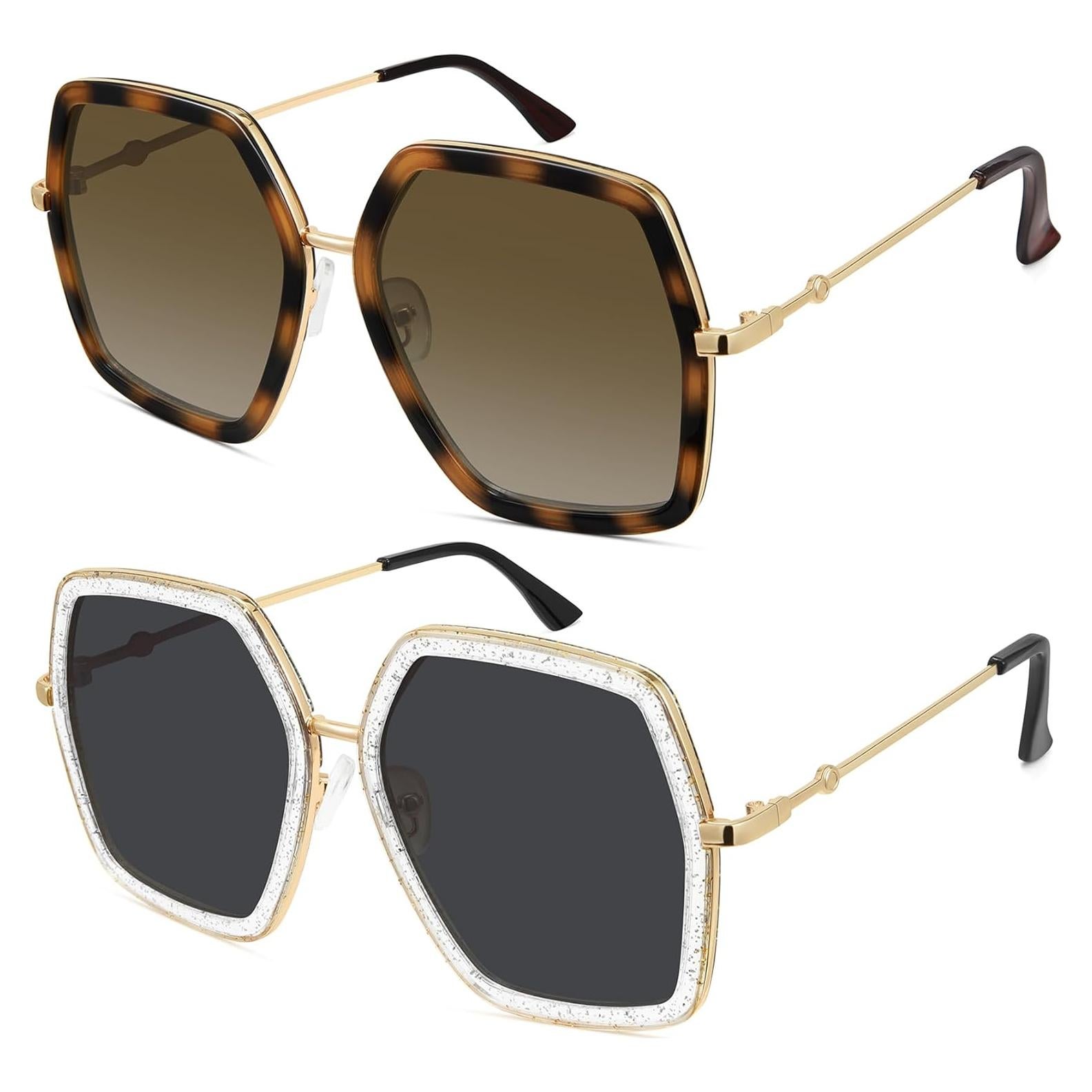 Gafas de sol WOWSUN para mujeres, marco hexagonal UV400