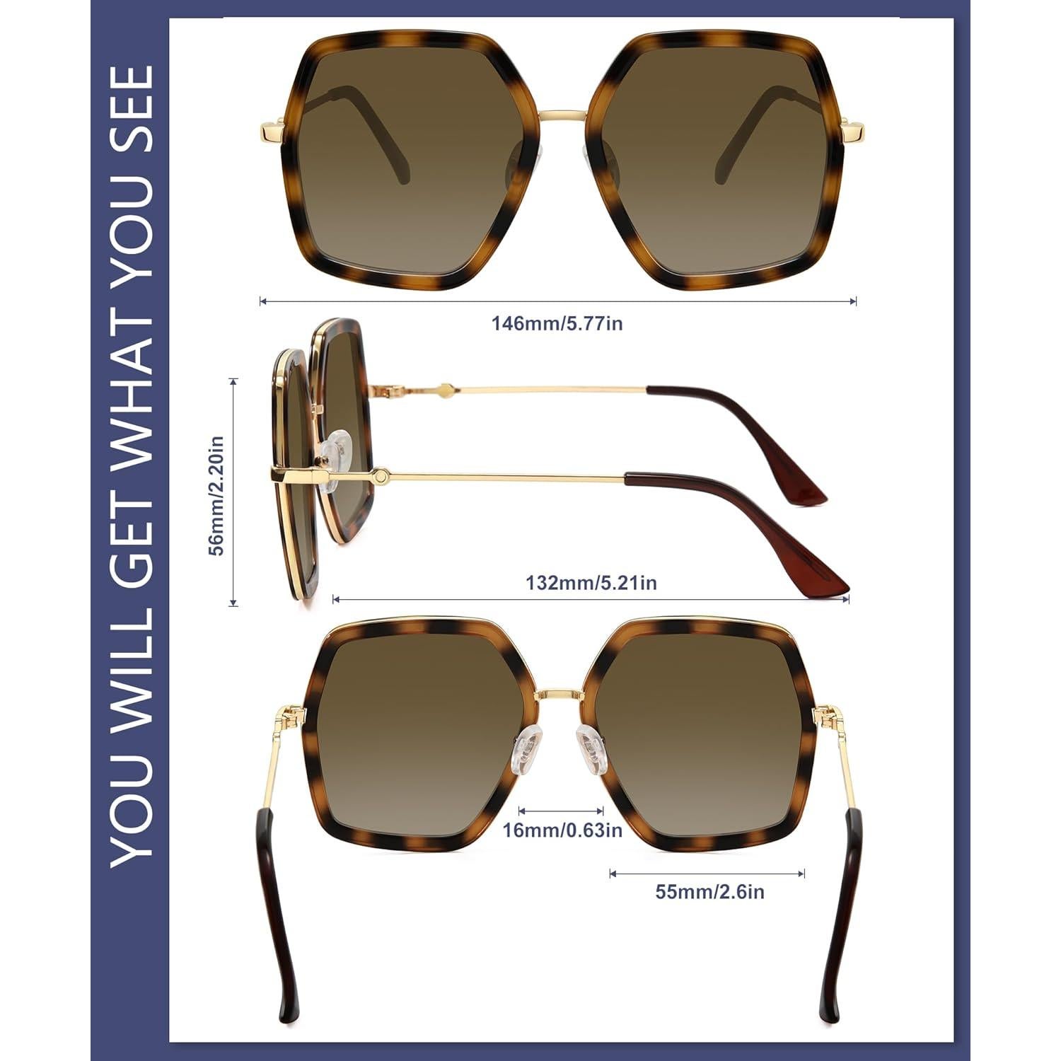 Gafas de sol WOWSUN para mujeres, marco hexagonal UV400