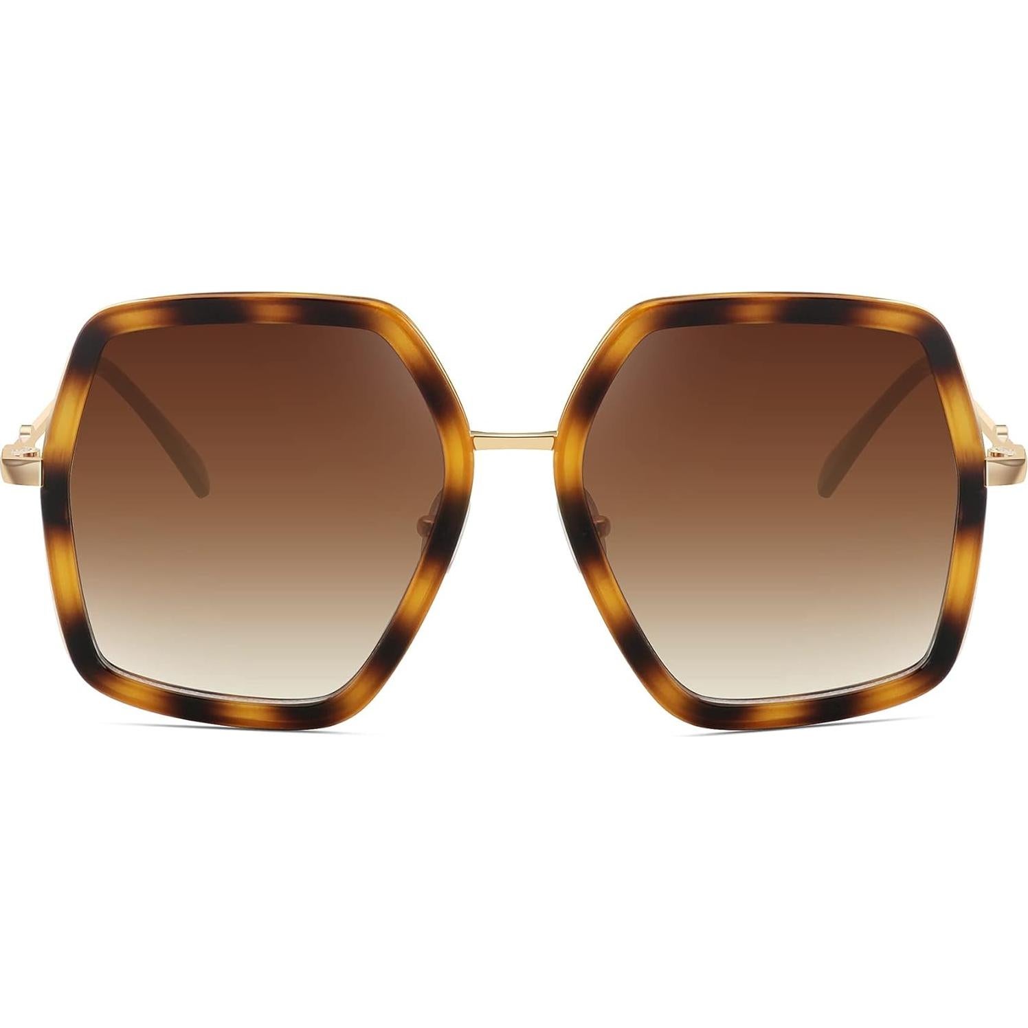 Gafas de sol WOWSUN grandes para mujer estilo hexagonal