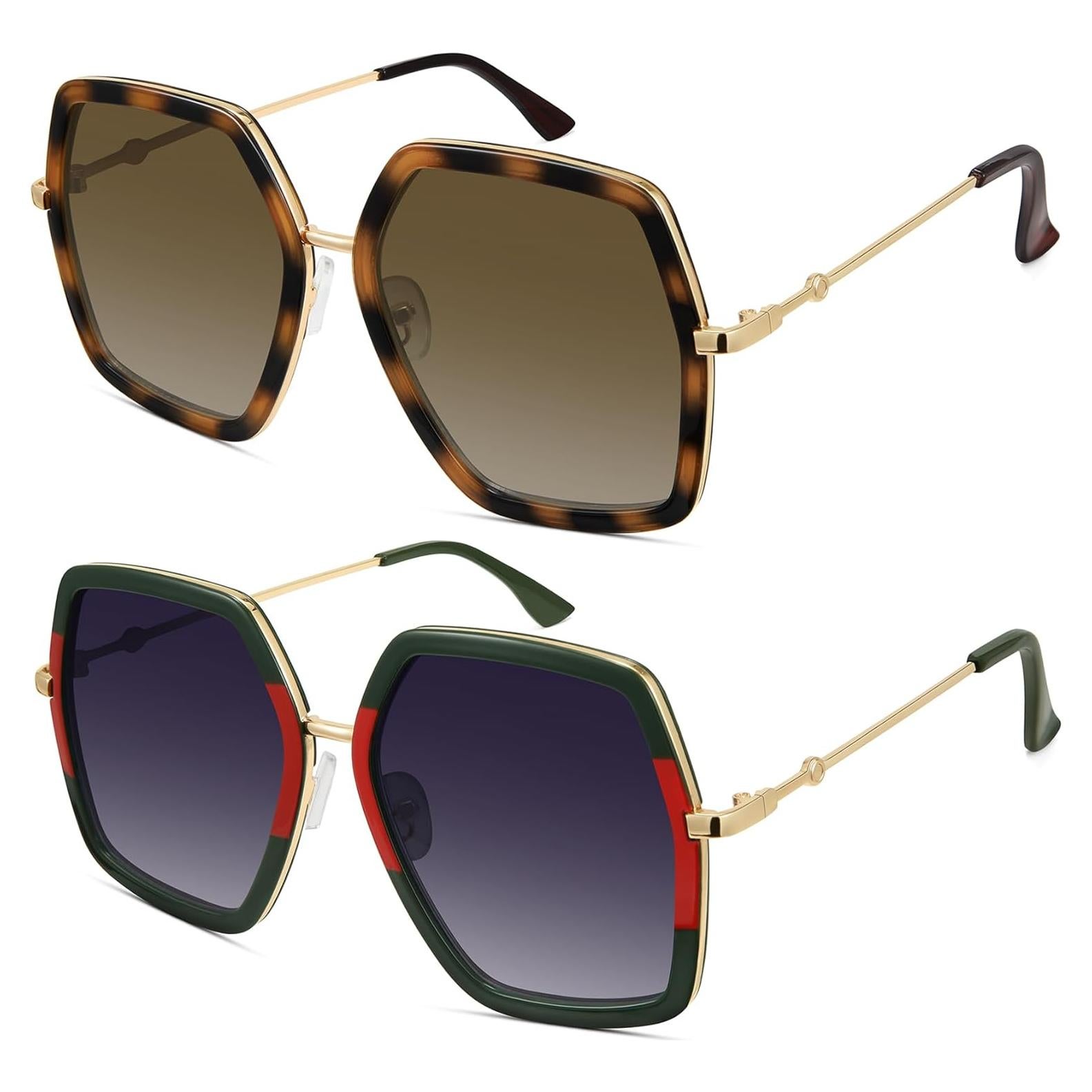 Gafas de sol WOWSUN grandes para mujer, estilo hexagonal