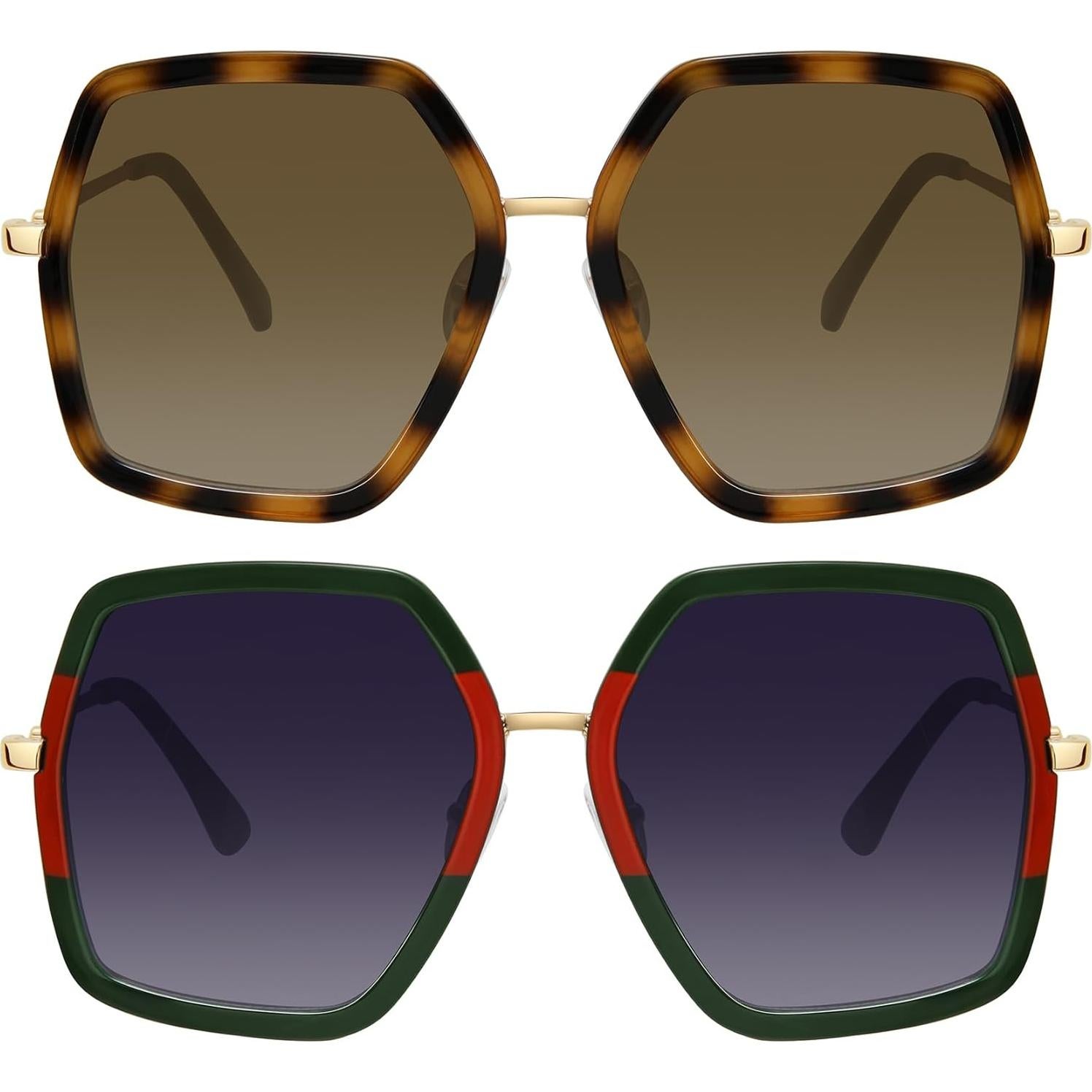 Gafas de sol WOWSUN grandes para mujer, estilo hexagonal