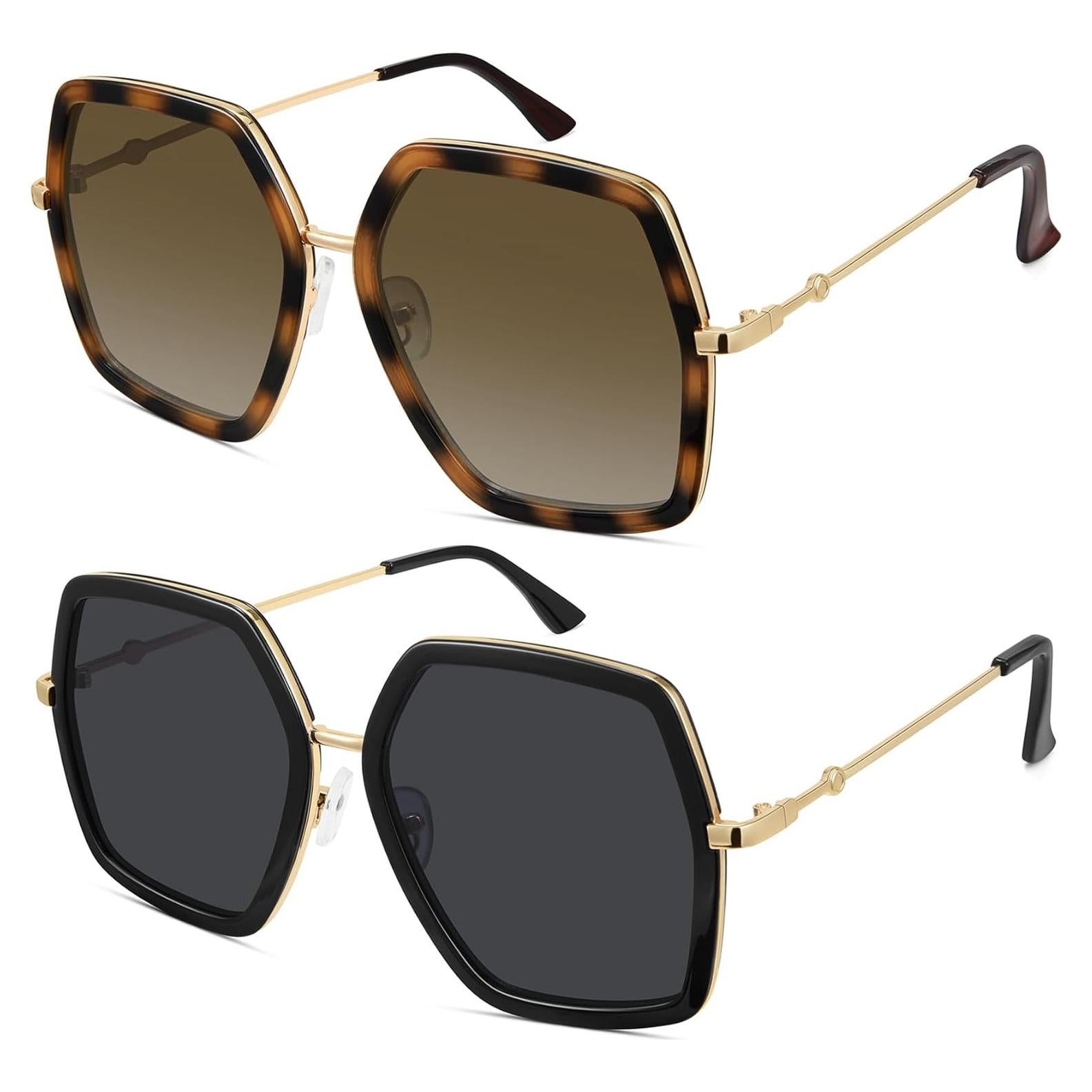 Gafas de sol WOWSUN para mujeres, marco grande UV400