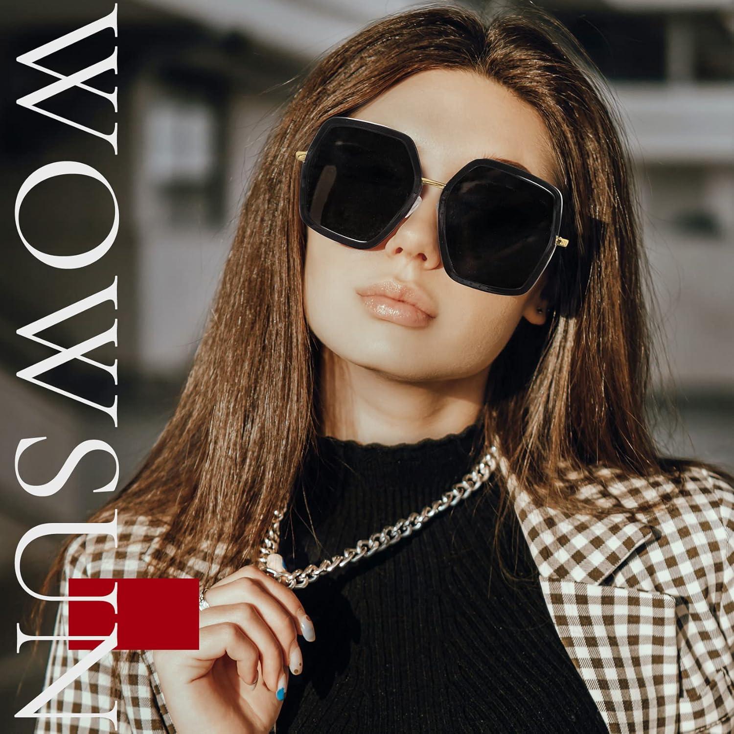Gafas de sol WOWSUN para mujeres, marco grande UV400