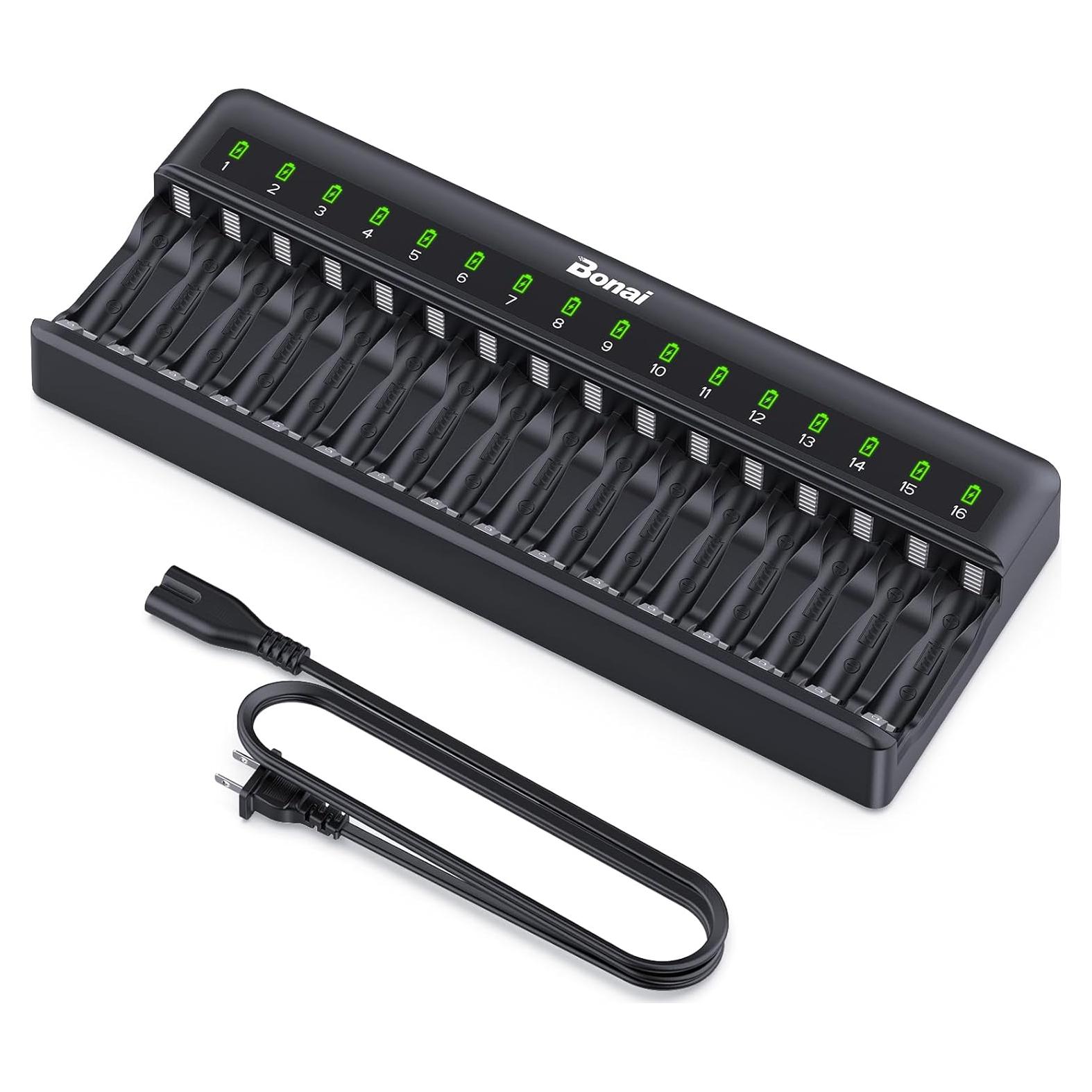 Cargador de Baterías Bonai 16 Bahías AA AAA NiMH NiCD