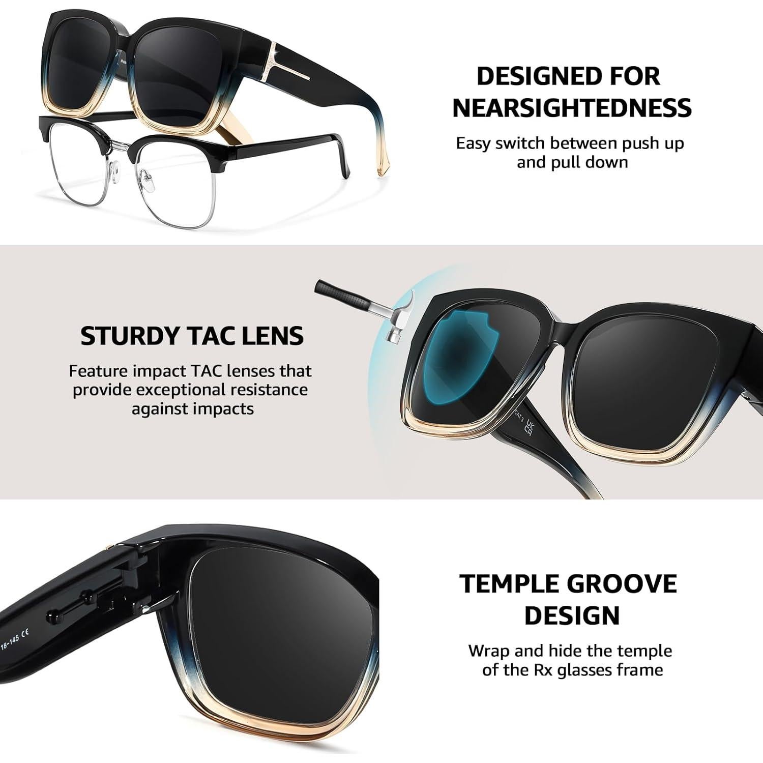 Gafas de sol polarizadas TJUTR para mujeres con rhinestones