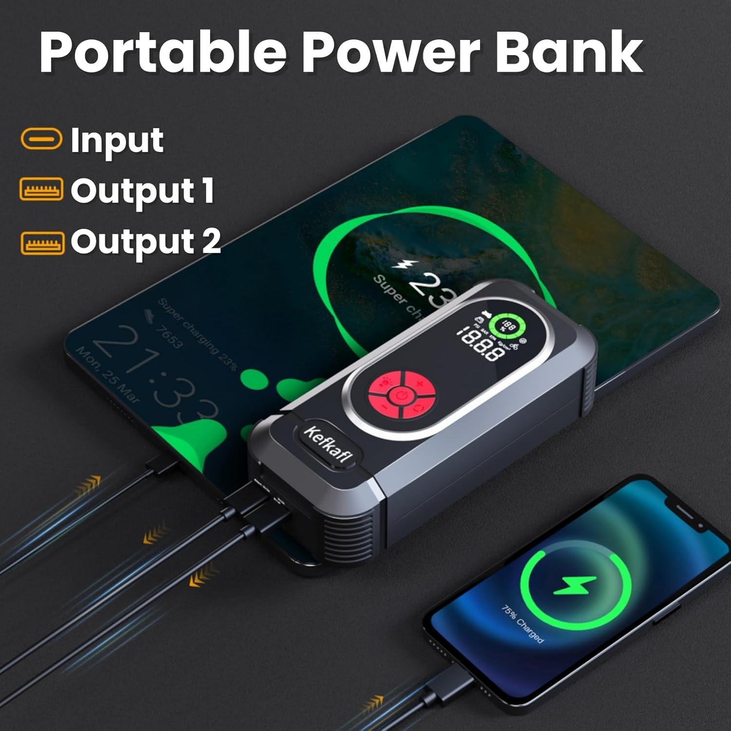 Arrancador de Coche Kefkafl Q10 4500A con Compresor 150PSI