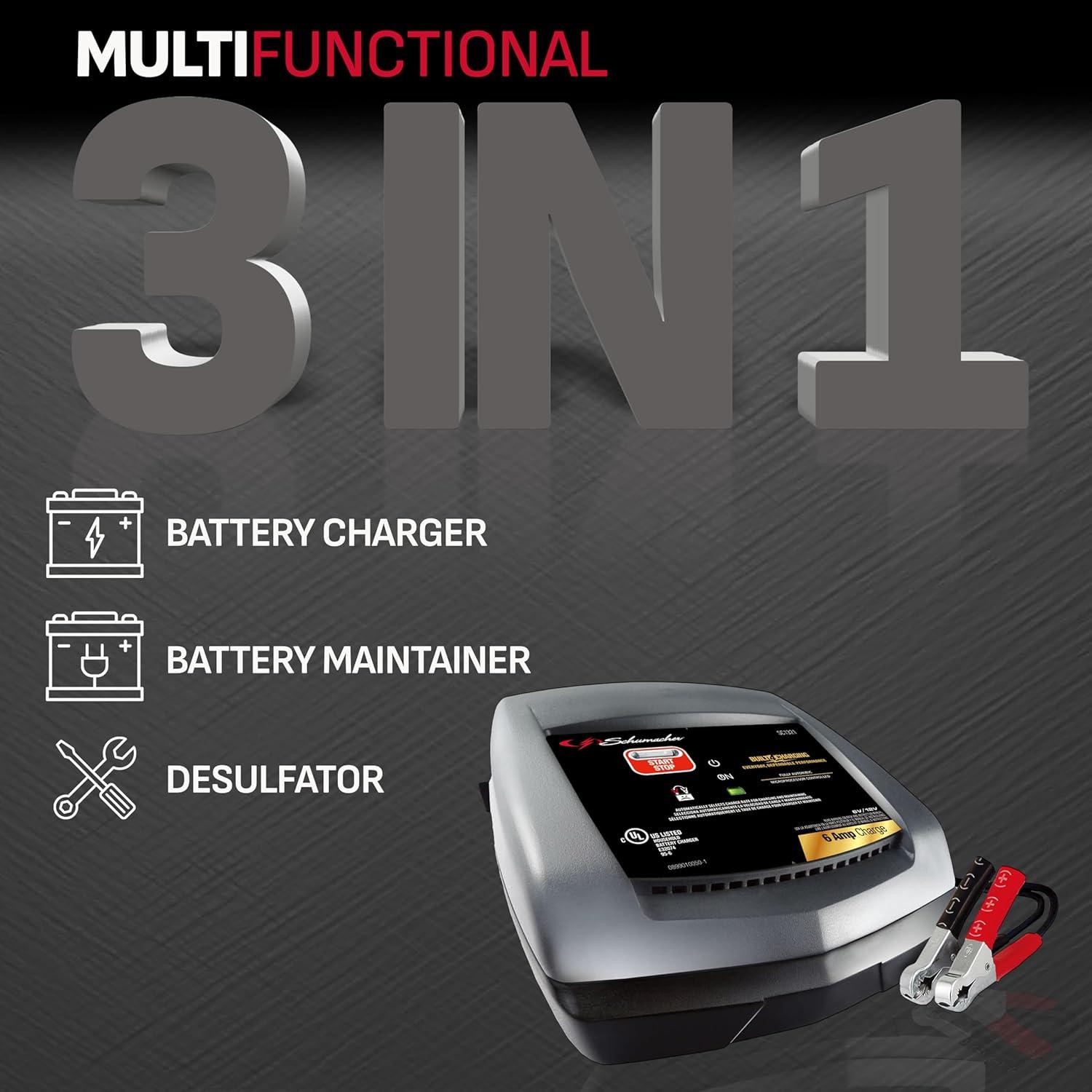 Cargador Schumacher SC1321 6/12V 6A Automático para Baterías