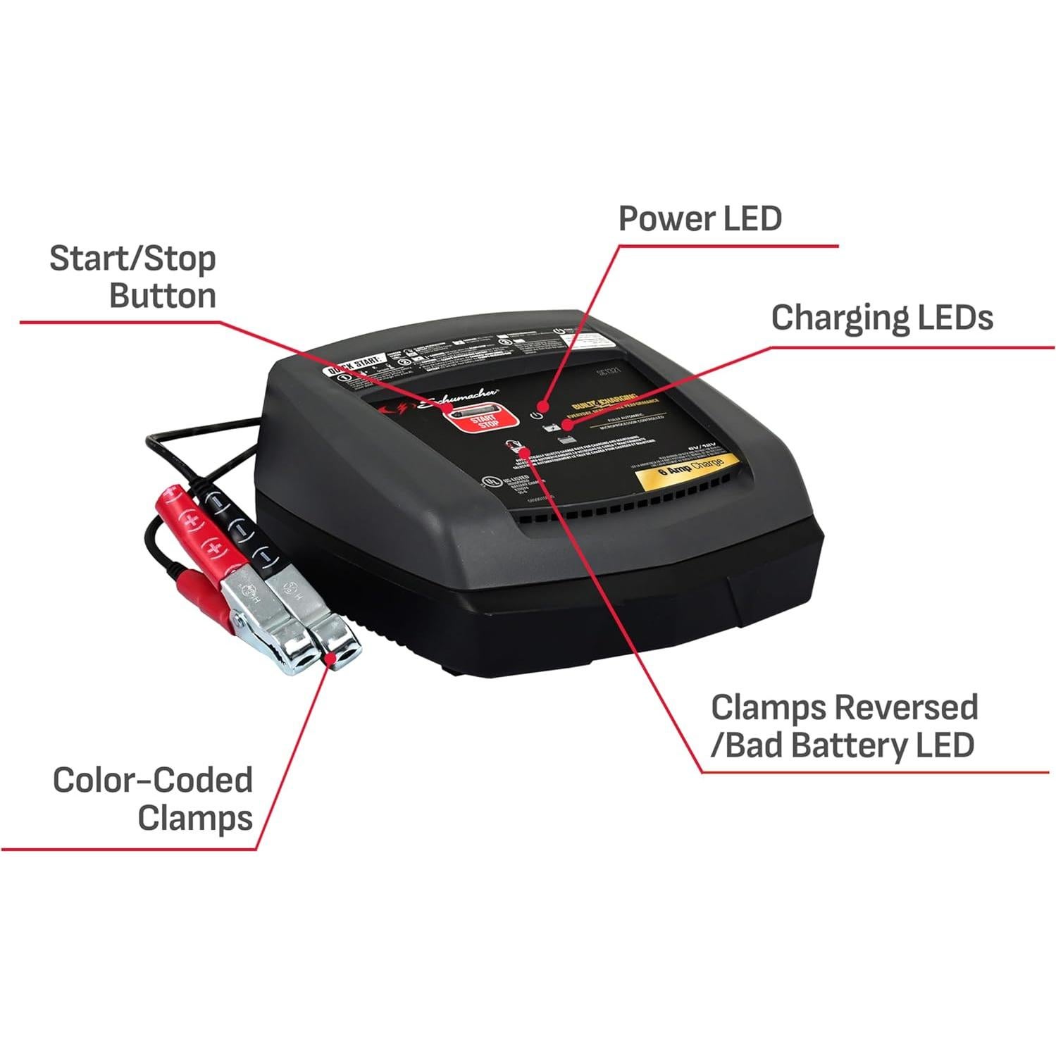 Cargador Schumacher SC1321 6/12V 6A Automático para Baterías