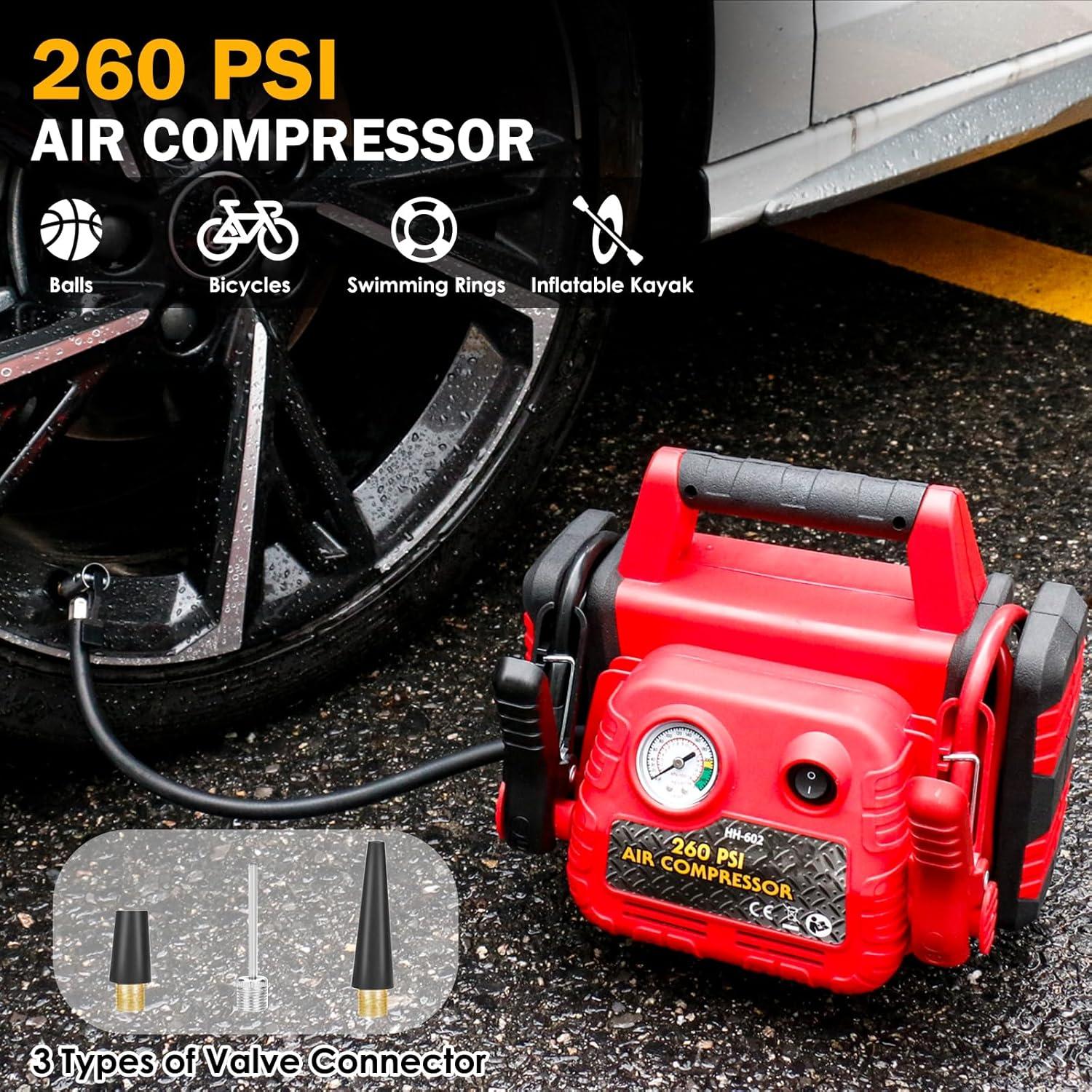 Arrancador de Batería Acetek HH602 1000A 12V con Compresor