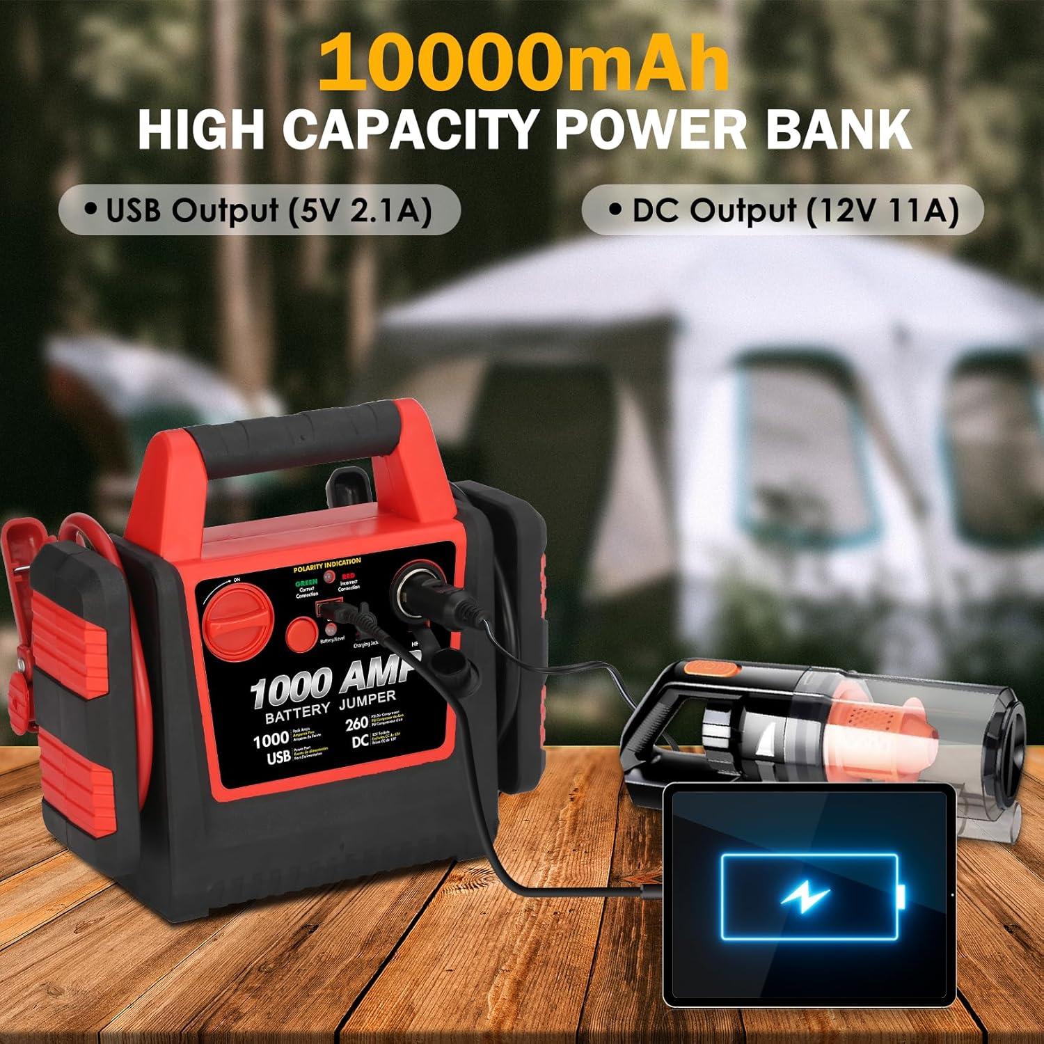 Arrancador de Batería Acetek HH602 1000A 12V con Compresor