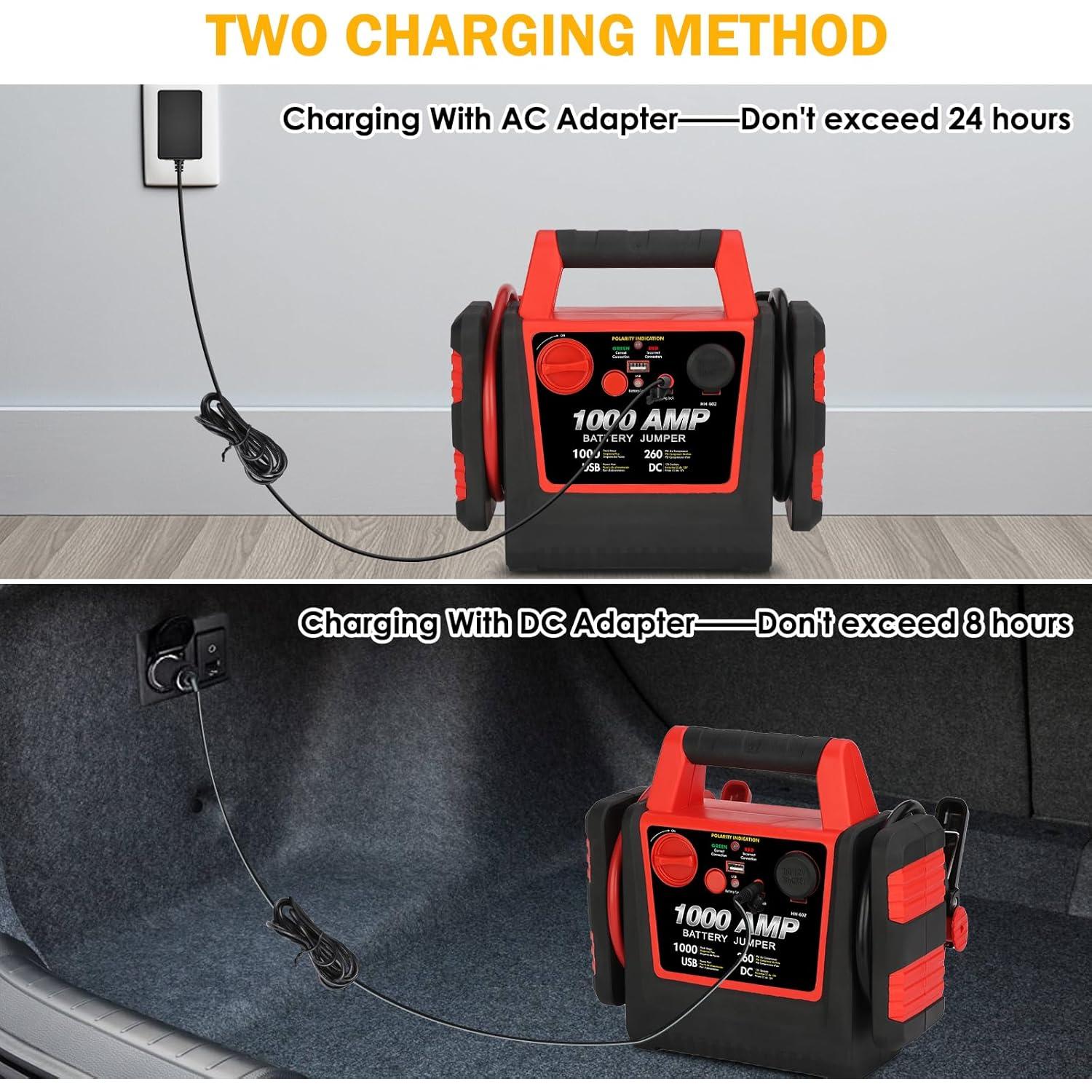 Arrancador de Batería Acetek HH602 1000A 12V con Compresor