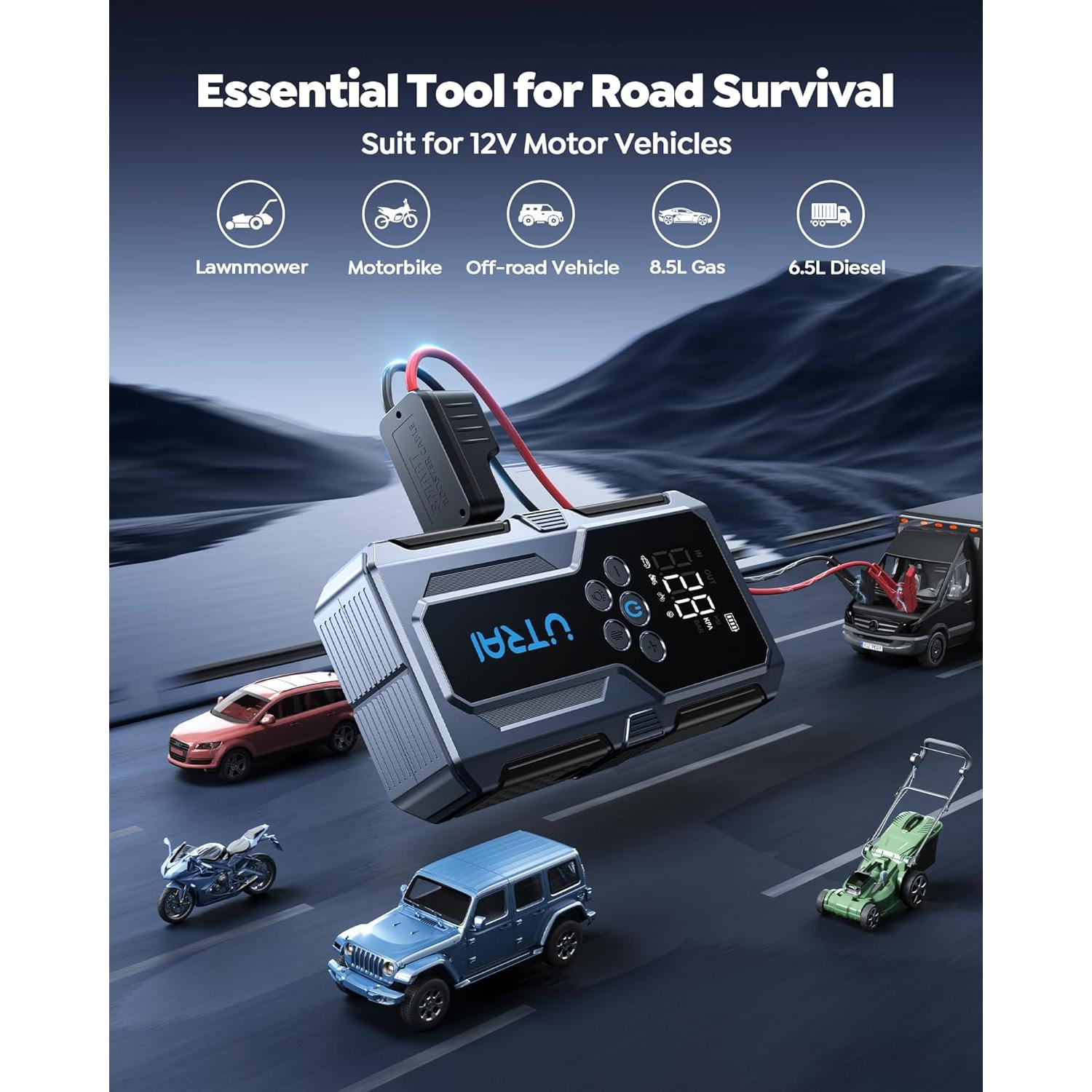 Arrancador de batería UTRAI JS-9 con compresor 150 PSI