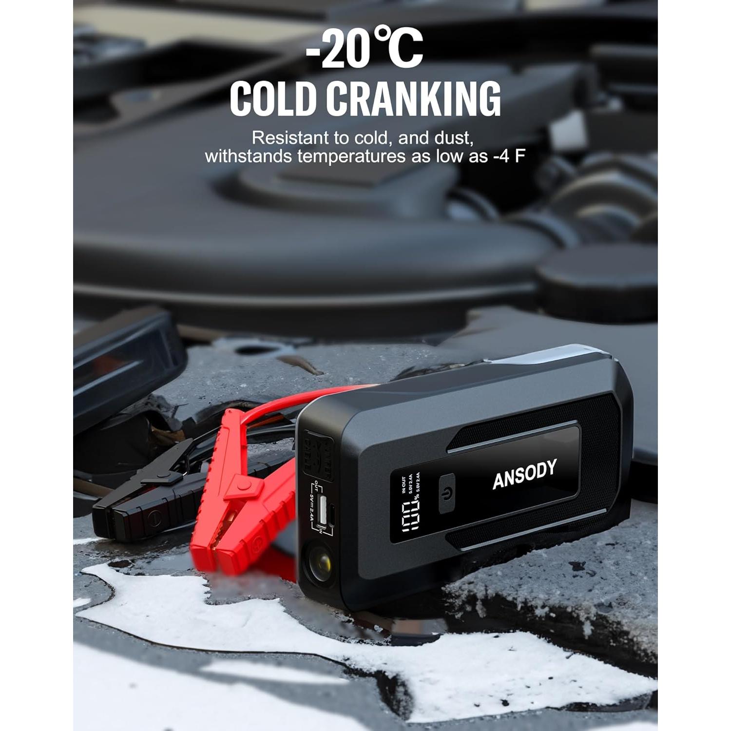 Arrancador de Coche Ansody S7 3000A con Luz LED y SOS