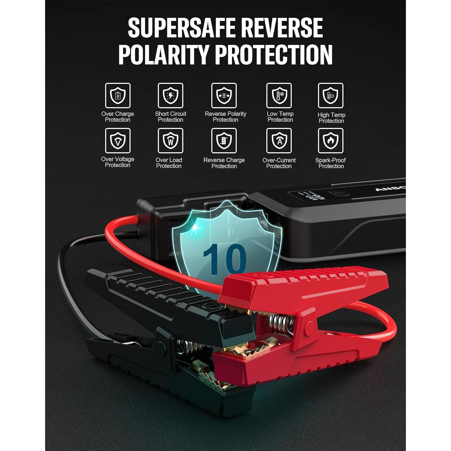 Arrancador de Coche Ansody S7 3000A con Luz LED y SOS