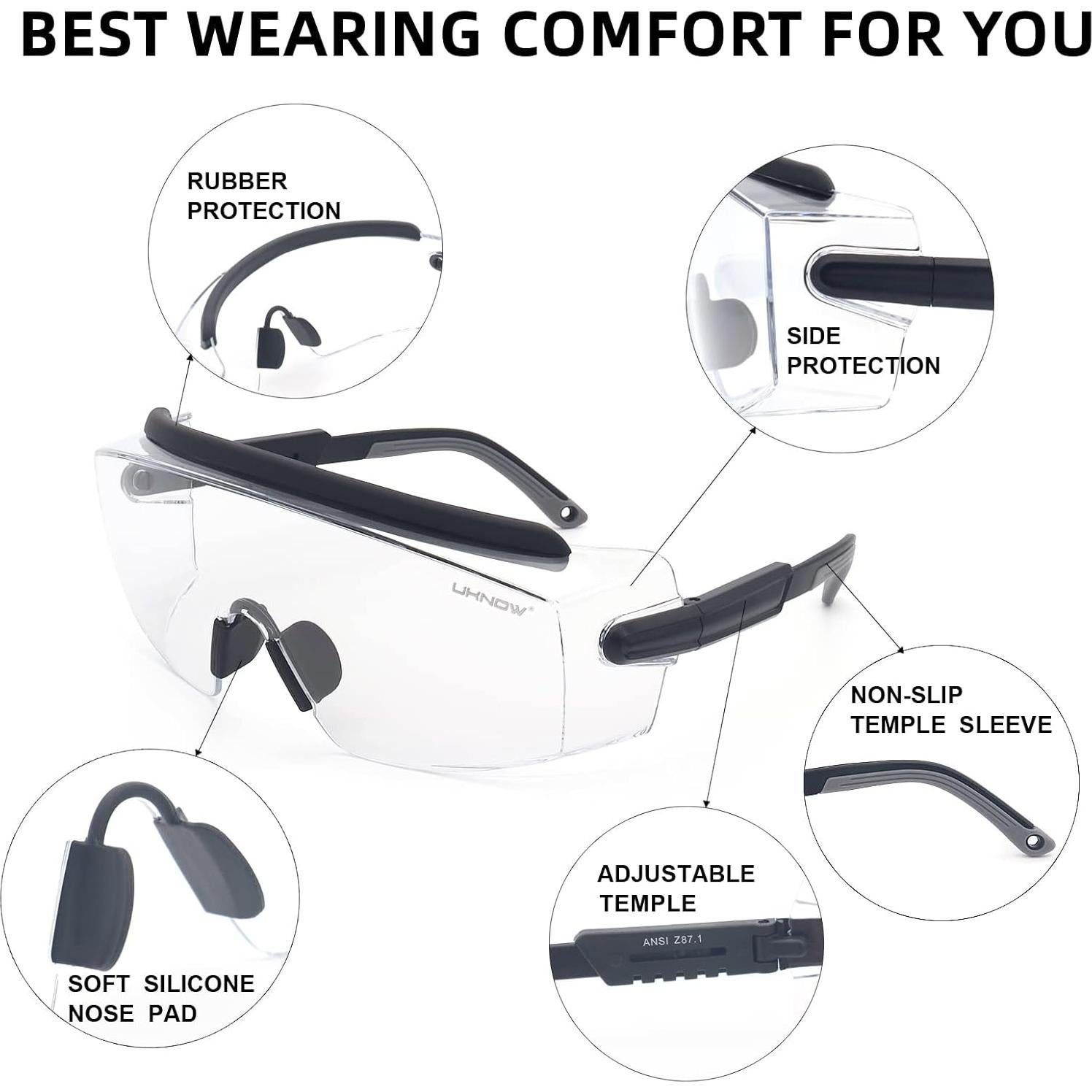 Gafas de Seguridad Antivaho UKNOW Envolventes ANSI Z87.1